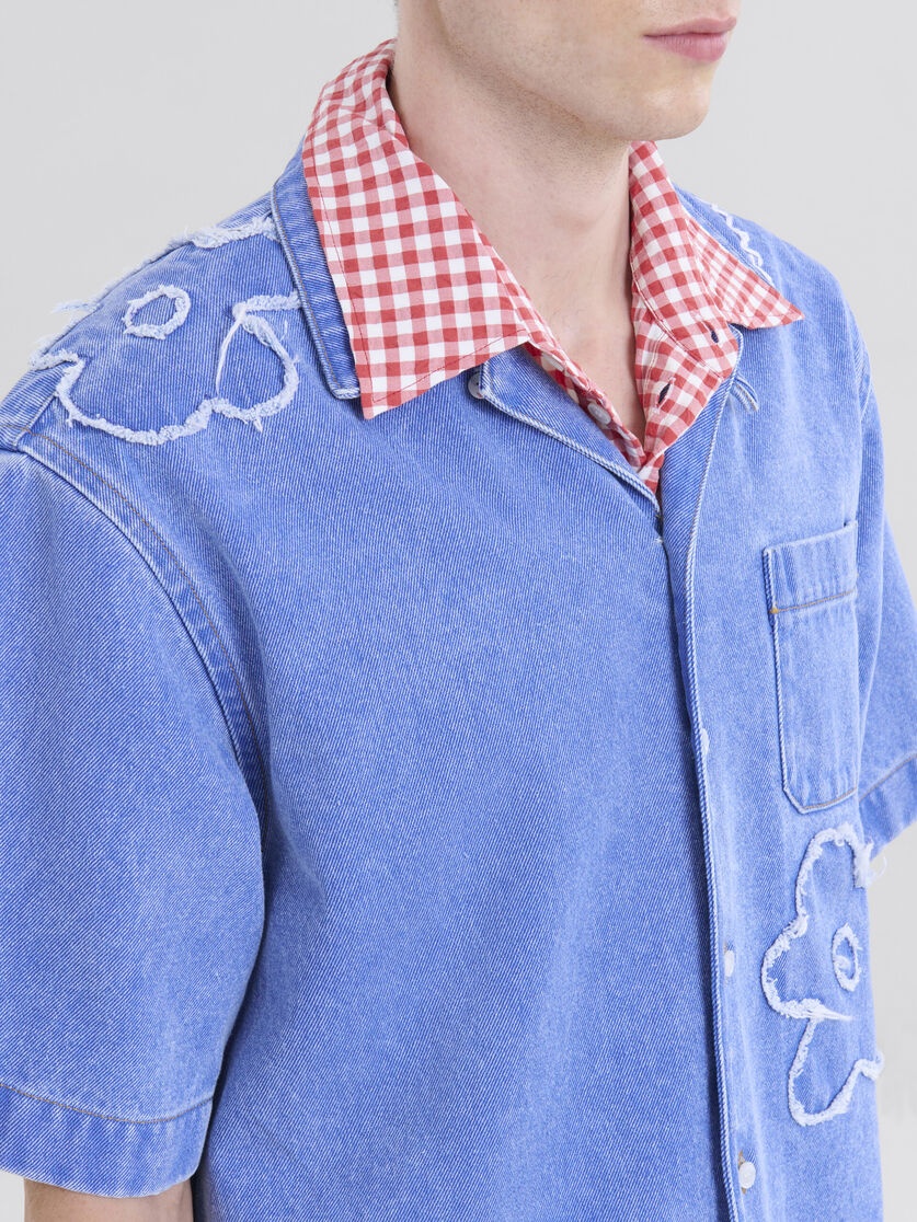LIGHT BLUE BOWLING SHIRT WITH DILLIES PATCH DETAILS - 4