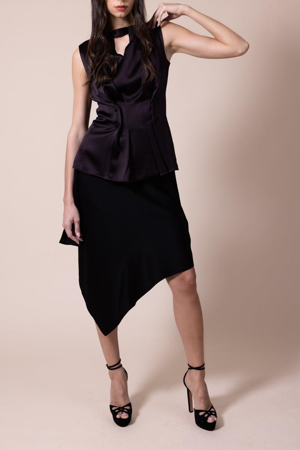 Satin Asymmetrical Skirt - 2