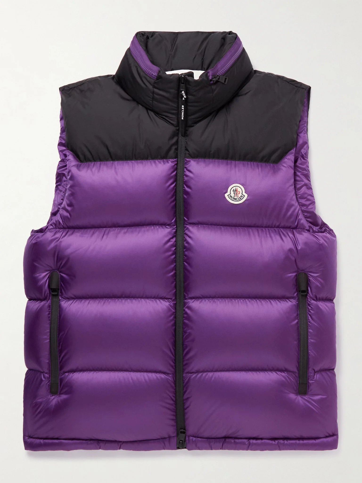 Ophrys Logo-Appliquéd Colour-Block Quilted Shell and Ripstop Down Gilet Purple - 1