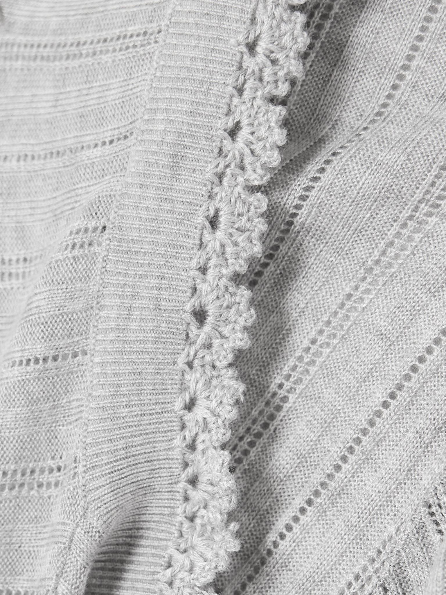 Gemma crochet-trimmed pointelle-knit sweater Gray - 4