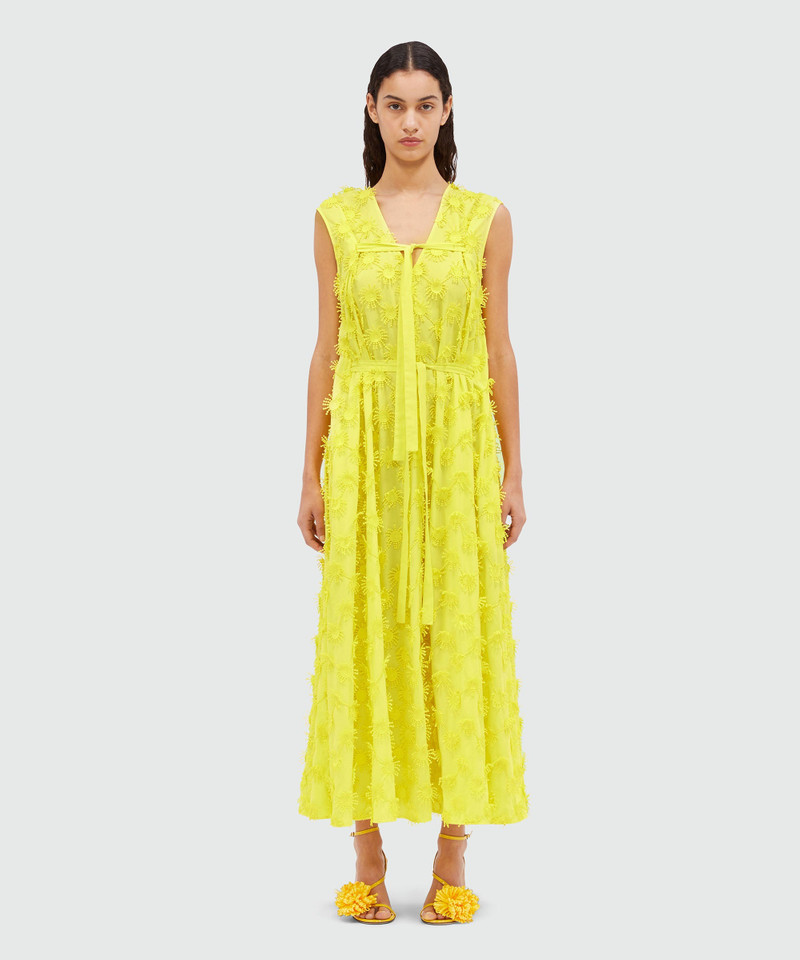 MSGM Midi dress in yellow poplin with embroidery outlook
