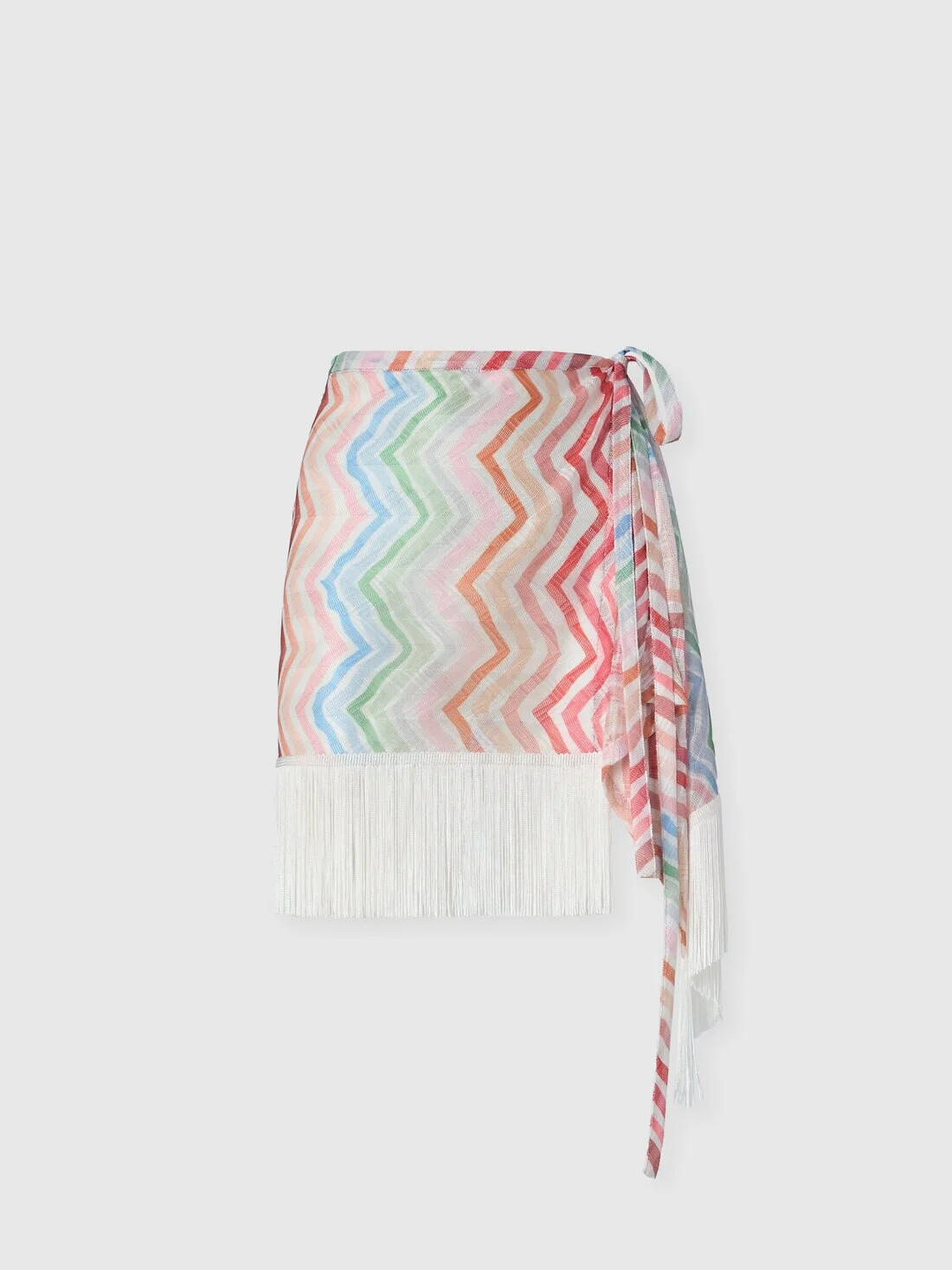 Wrap mini skirt with zig zag print - 1