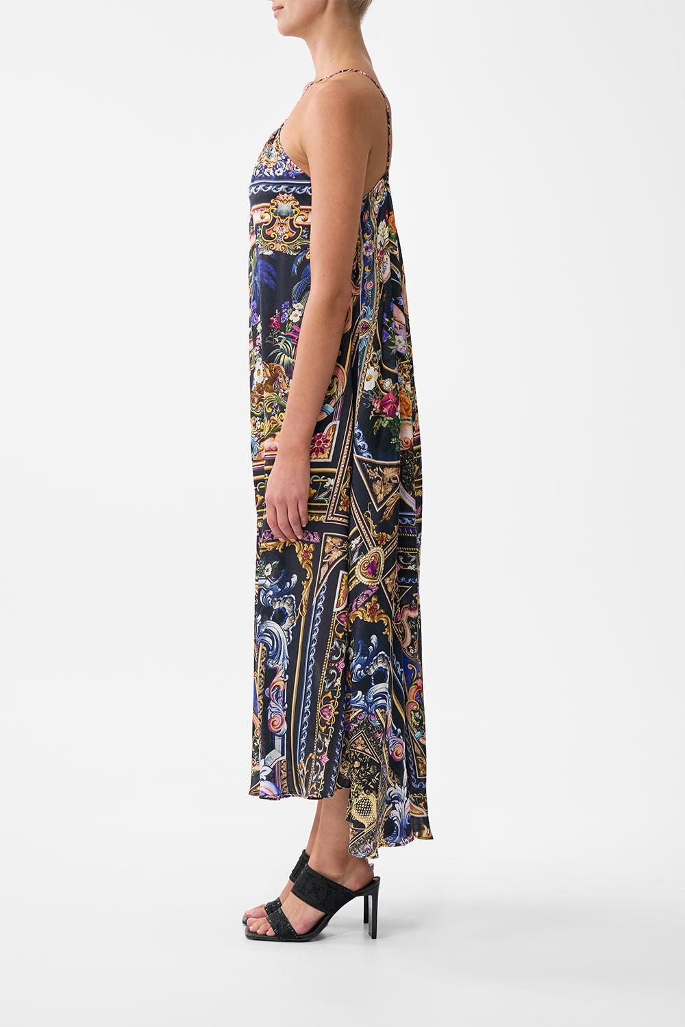 GATHER NECK HARDWARE MAXI DRESS - 4