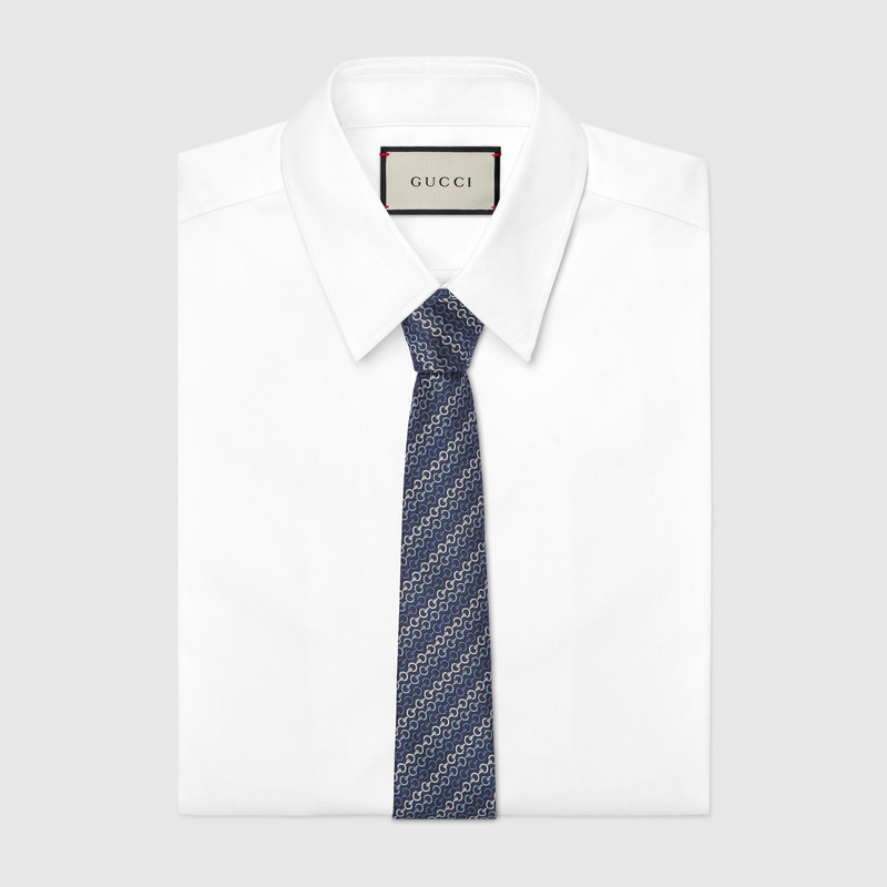 GUCCI Horsebit silk jacquard tie outlook