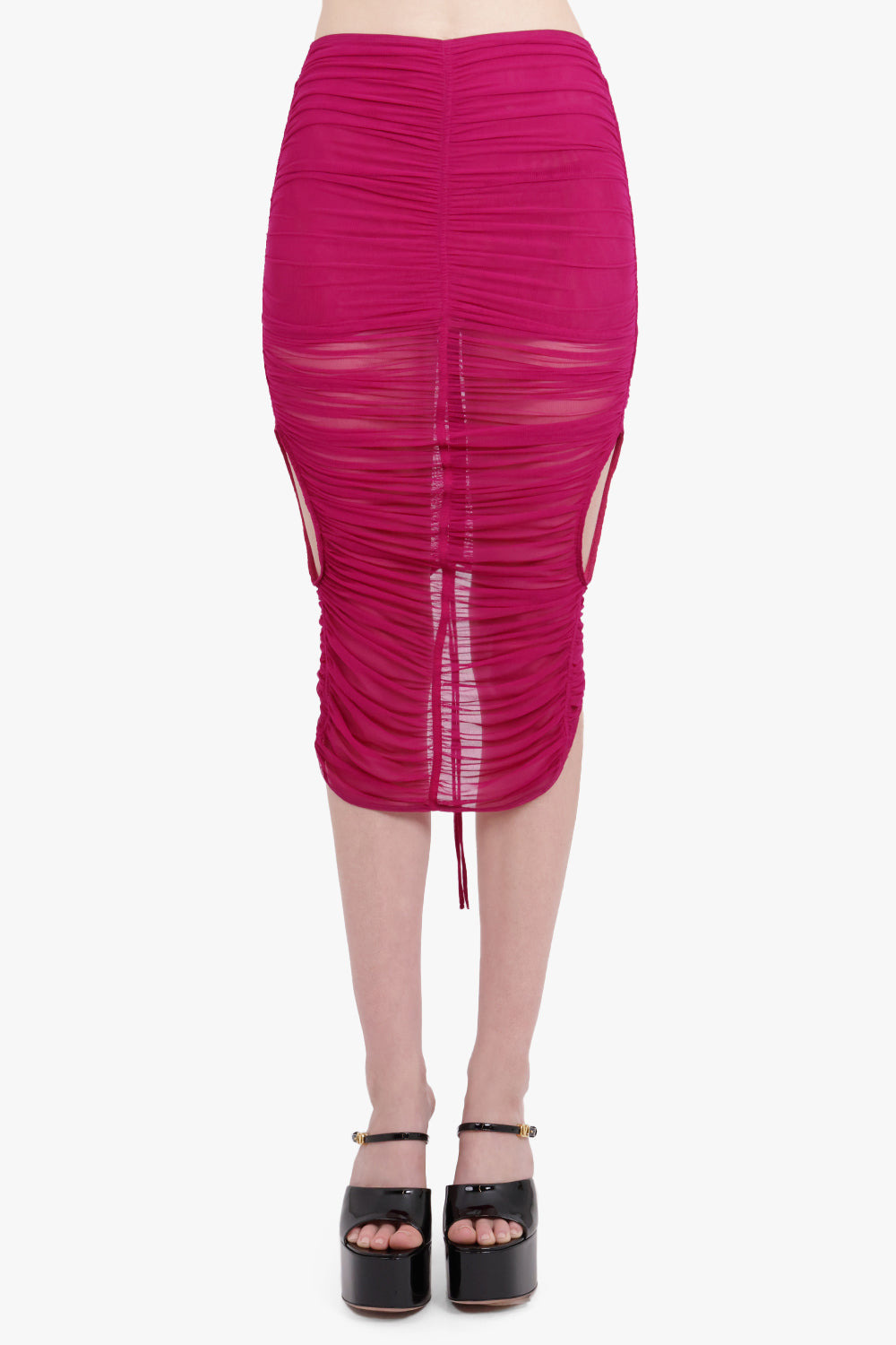 SHEER MESH BODYCON MAXI SKIRT | MAGENTA - 3