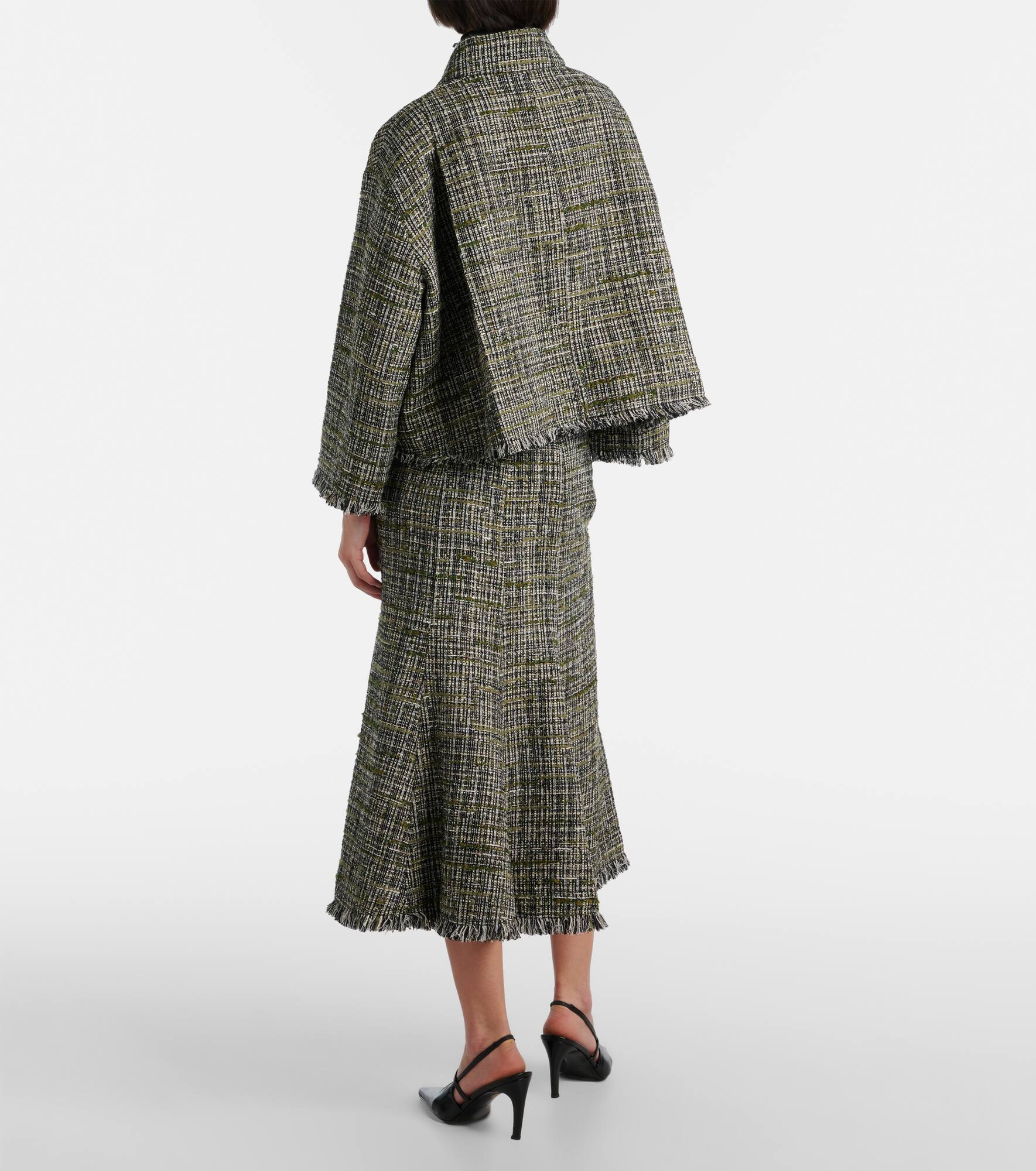 Floral-appliqué tweed jacket - 3