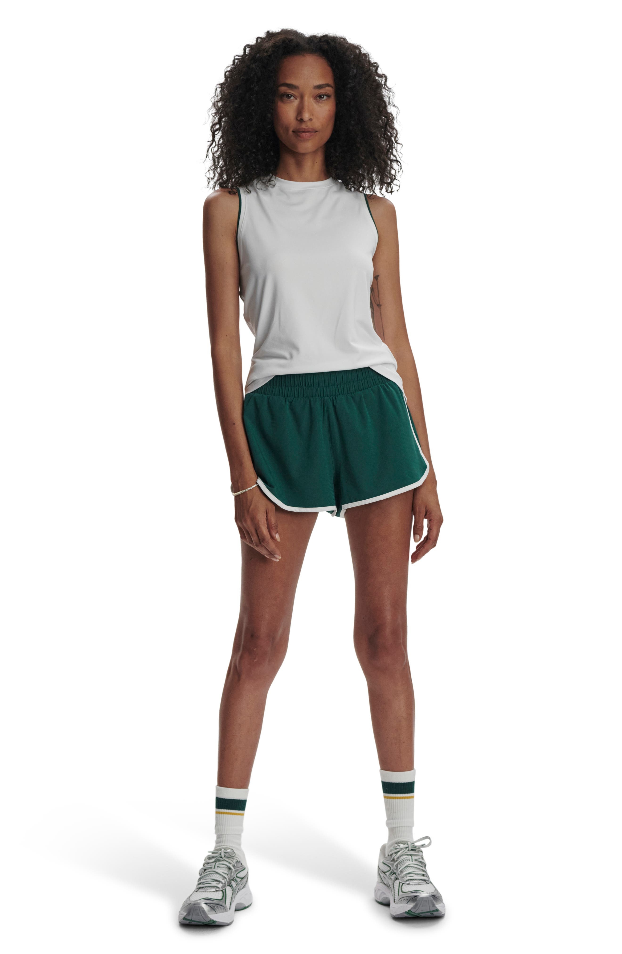 Varley Arton Performance Tank in White/Forest at Nordstrom - 6