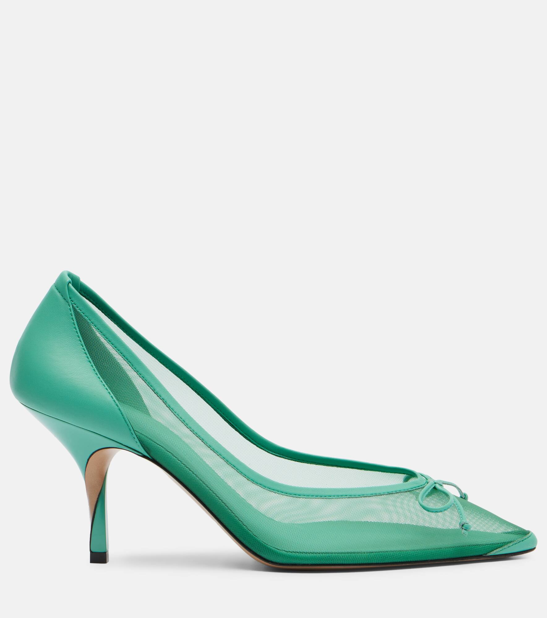 Tourni 80 leather-trimmed mesh pumps - 4