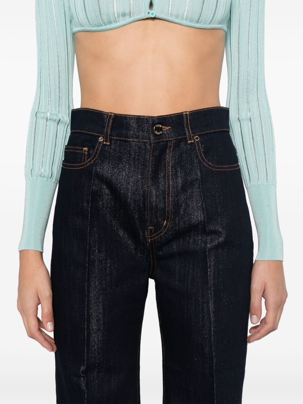 lurex-detail straight-leg jeans - 5