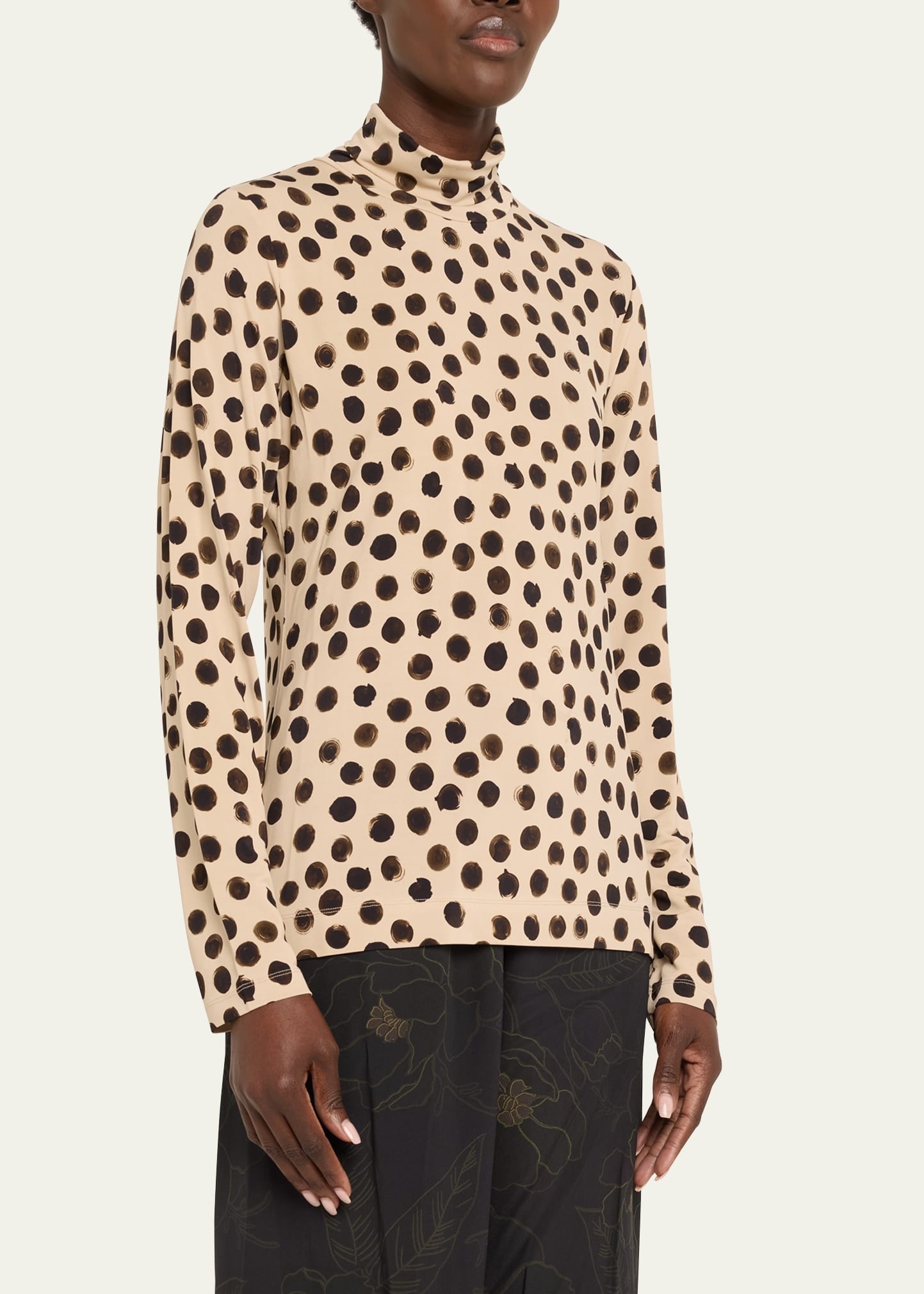 Hoske Polka-Dot Turtleneck Top - 4