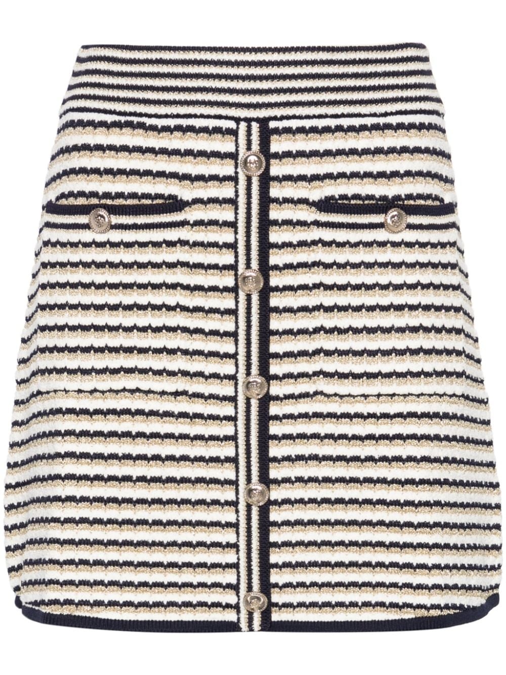 decorative-buttons striped miniskirt - 1