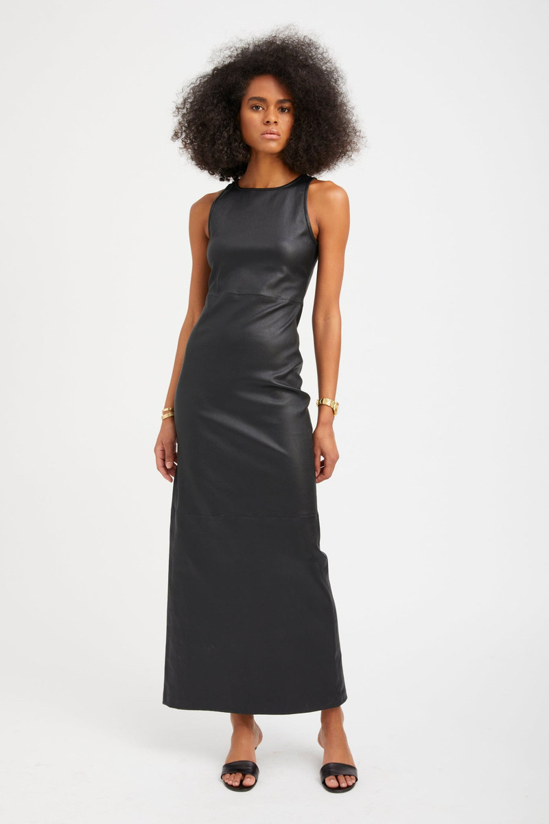 BLACK LEATHER AUDREY MAXI DRESS 1