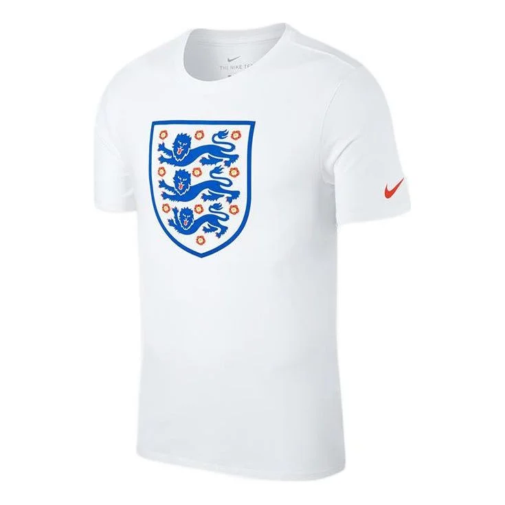 Men's Nike England Logo Pattern Round Neck Short Sleeve White T-Shirt 908372-100 - 1