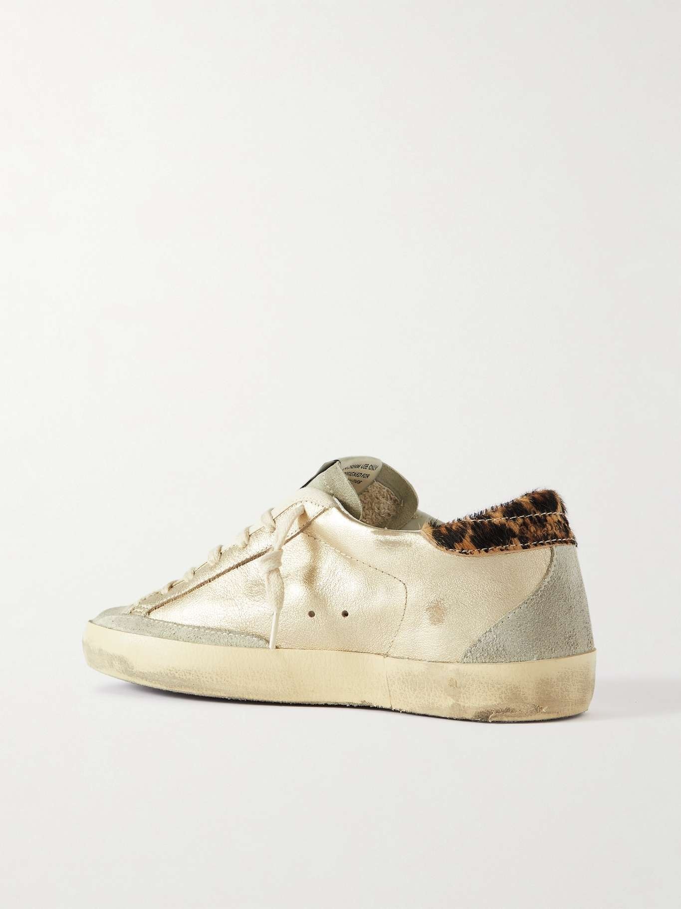 Super-Star calf hair and suede-trimmed distressed leather sneakers - 3