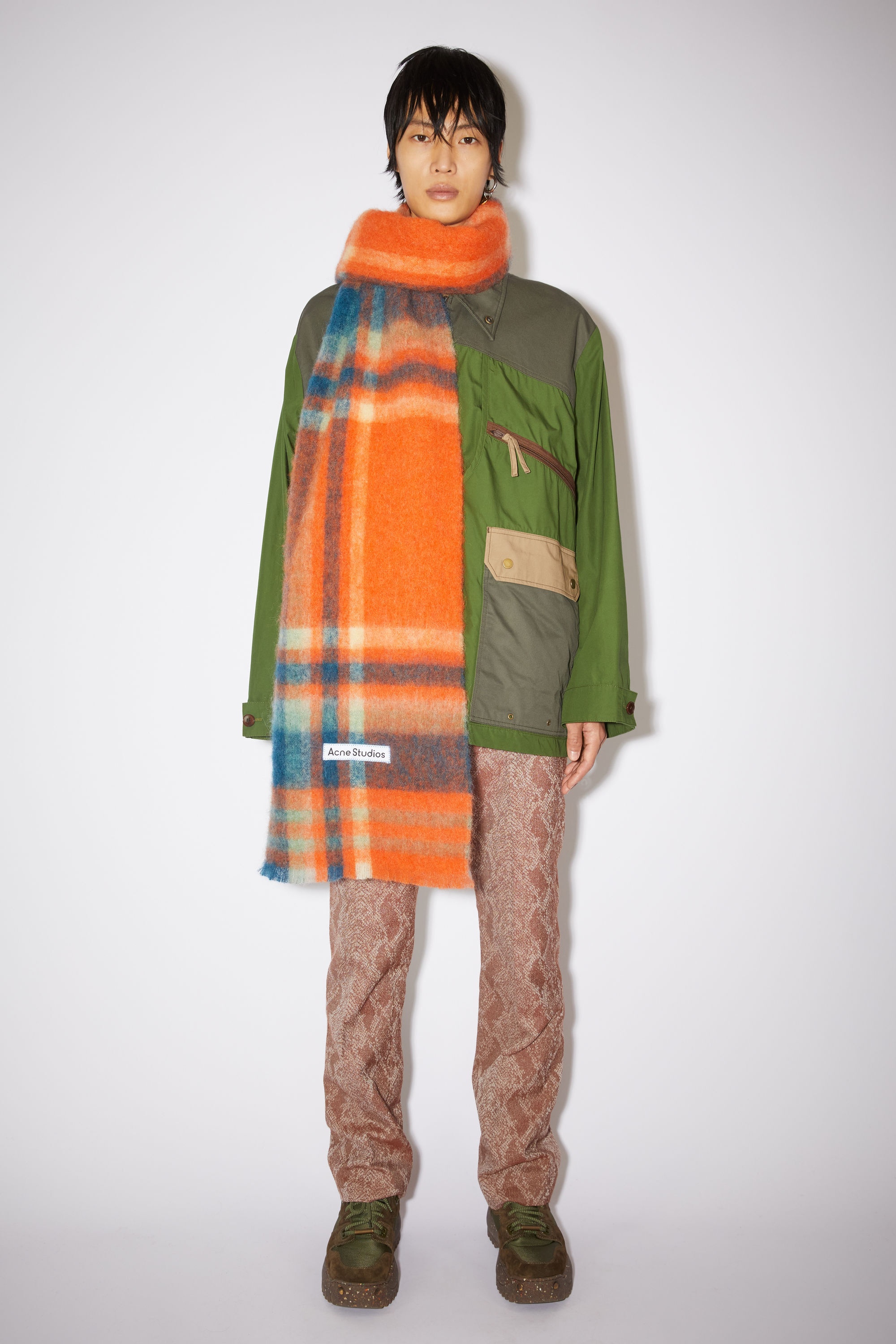 Checked scarf - Orange/blue - 3