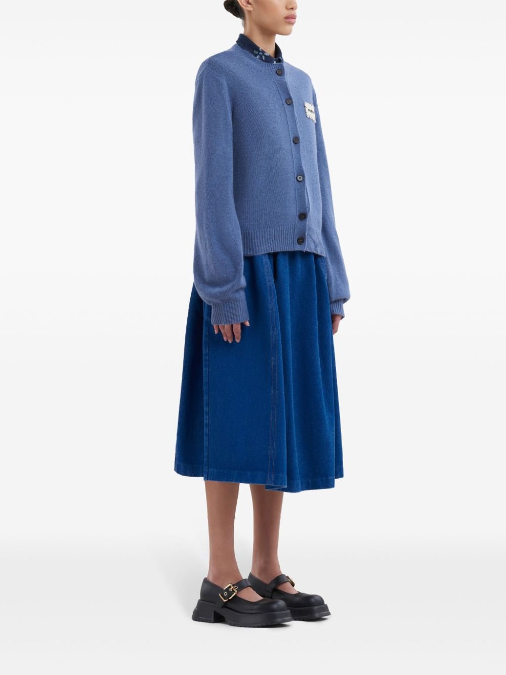 logo-patch cashmere cardigan - 2