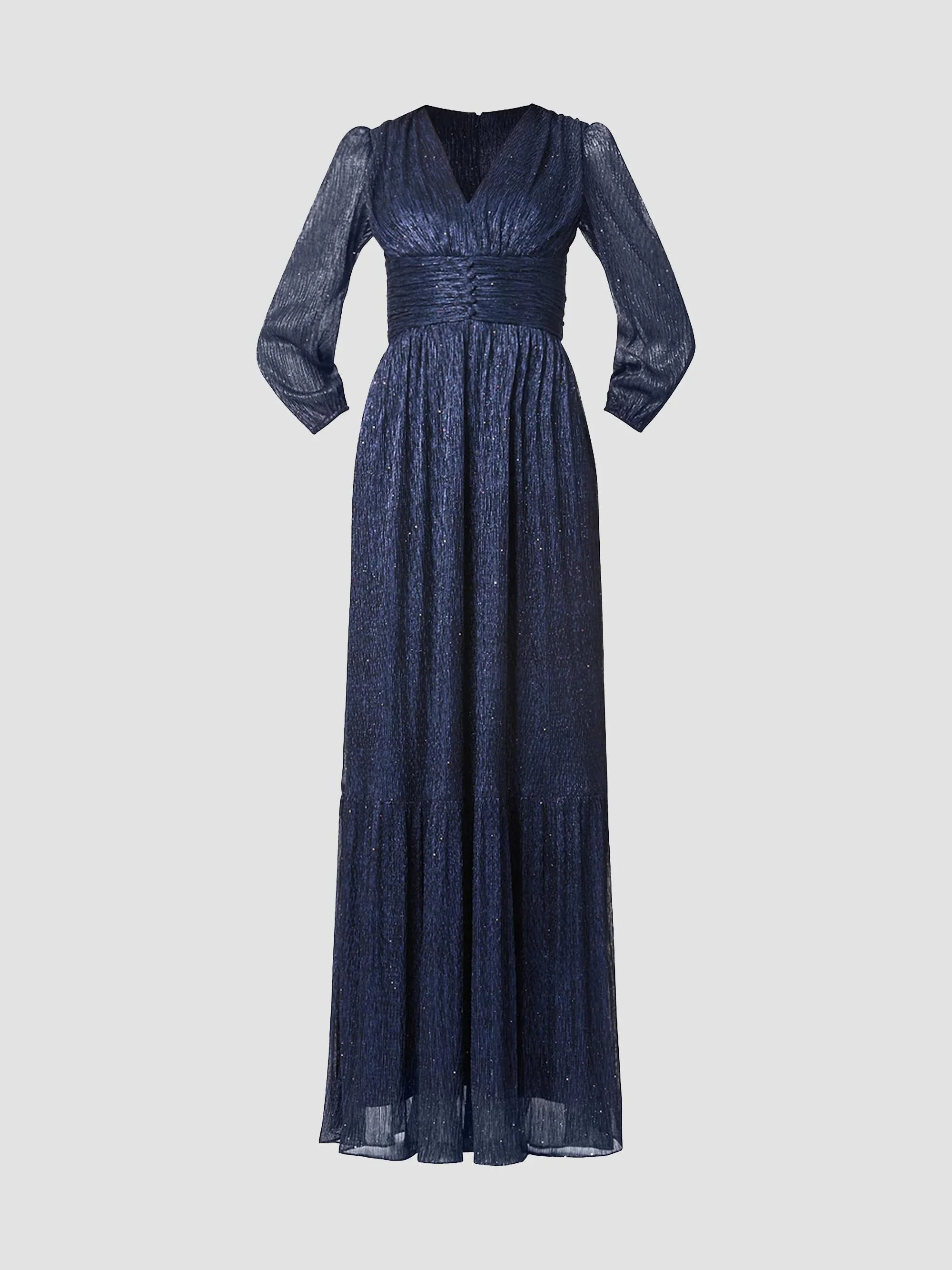 Women's Venus Ruffled Metallic A-Line Gown - Indigo - 1