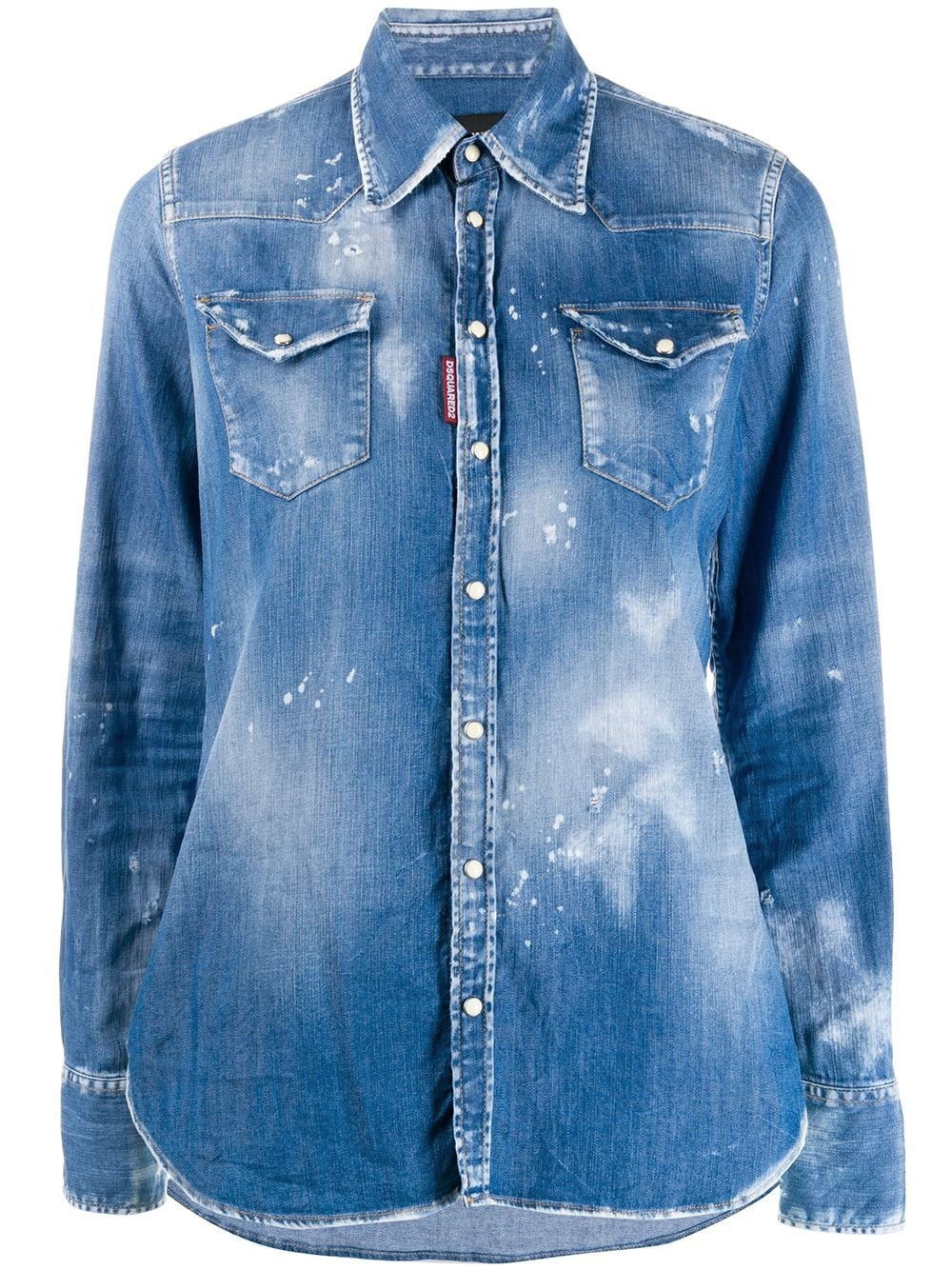 distressed denim shirt - 1