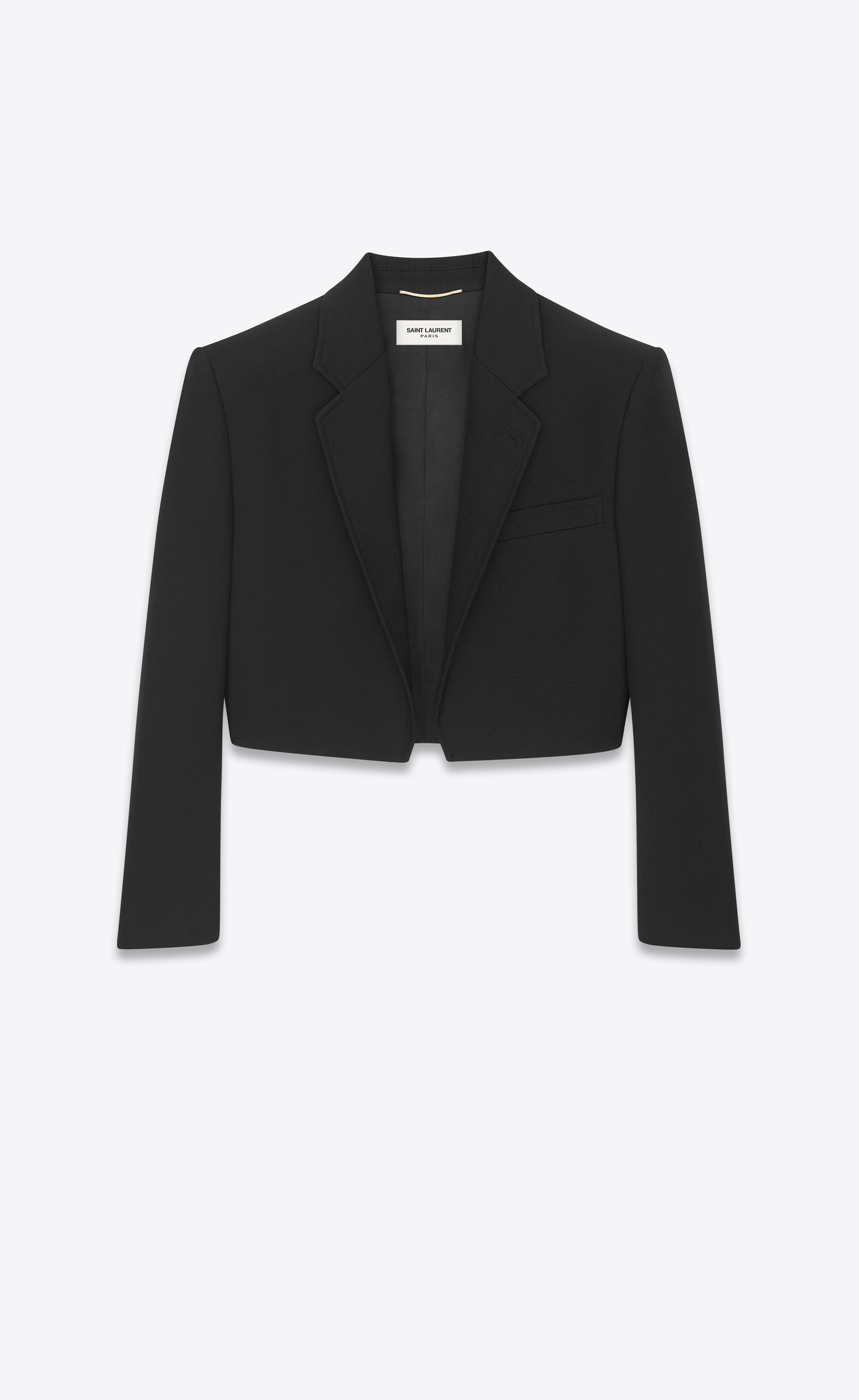 SAINT LAURENT open cropped jacket in saint laurent gabardine 