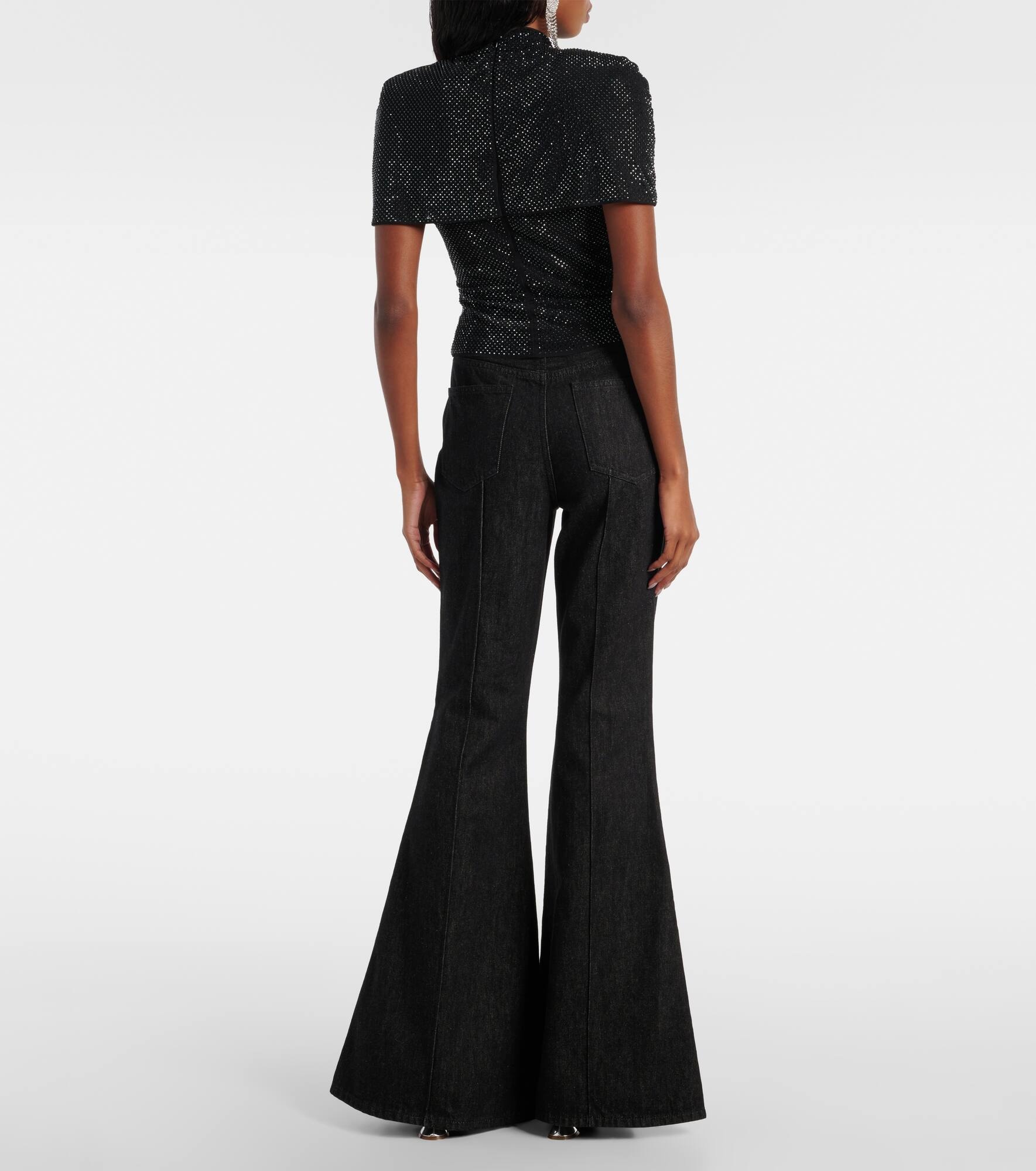 Draped embellished mesh top - 3