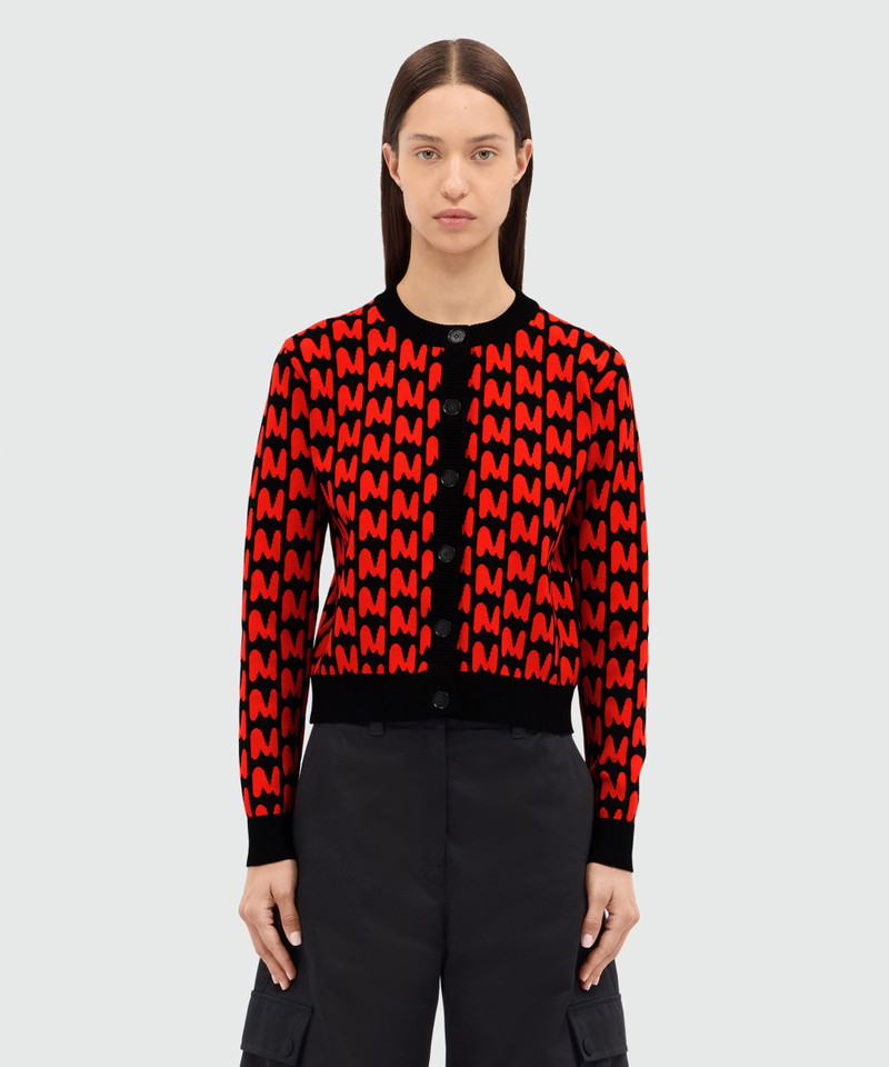 MSGM Black knitted cardigan with jacquard pattern "TheMwave" outlook