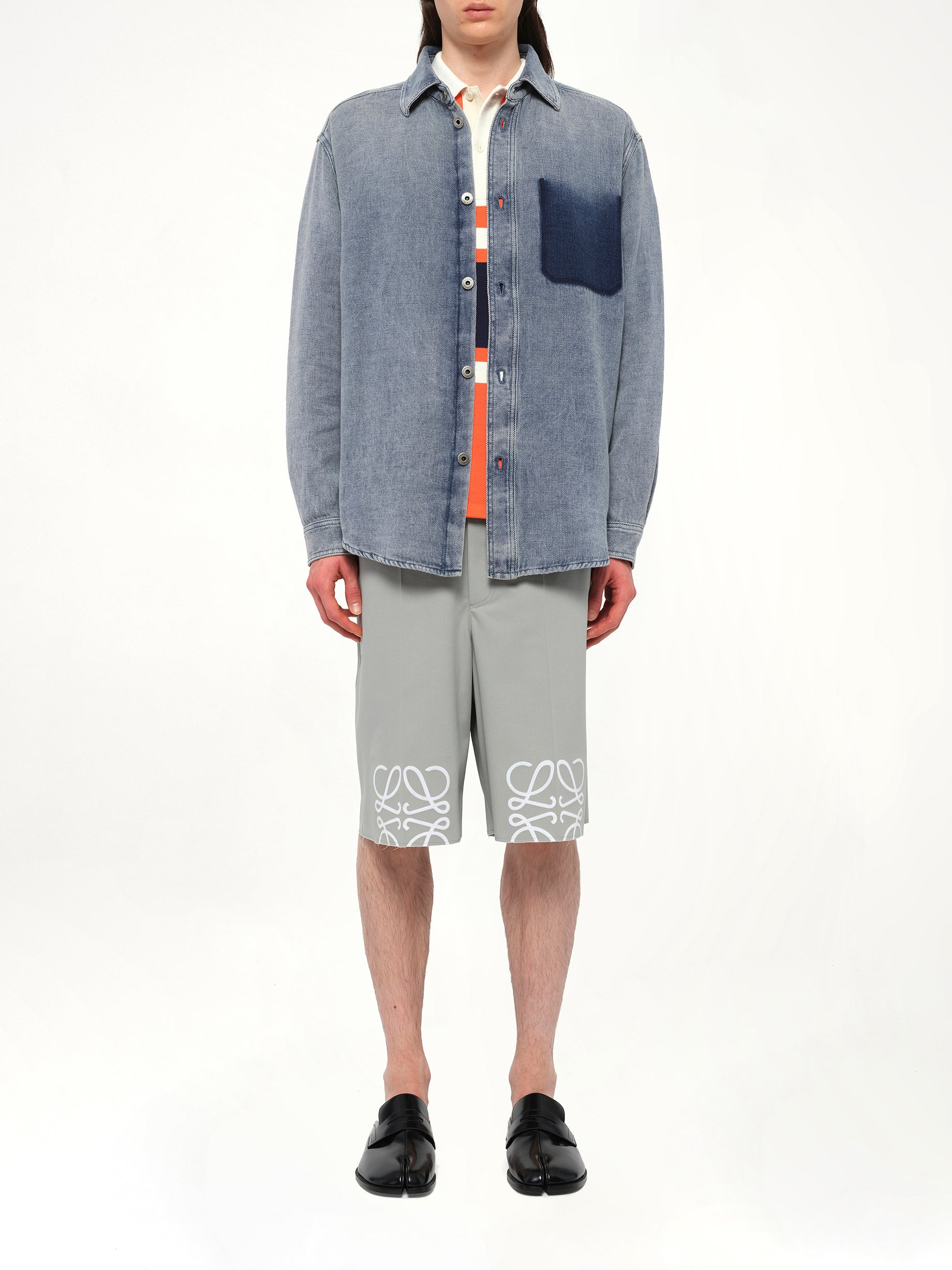 Washed Denim Shirt in Grey Blue - 7