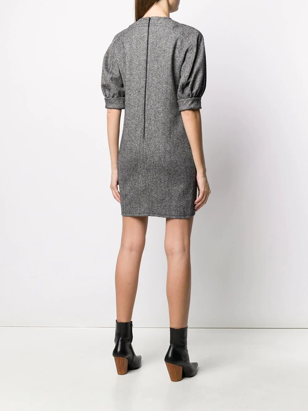 puff-sleeved mini shift dress - 4