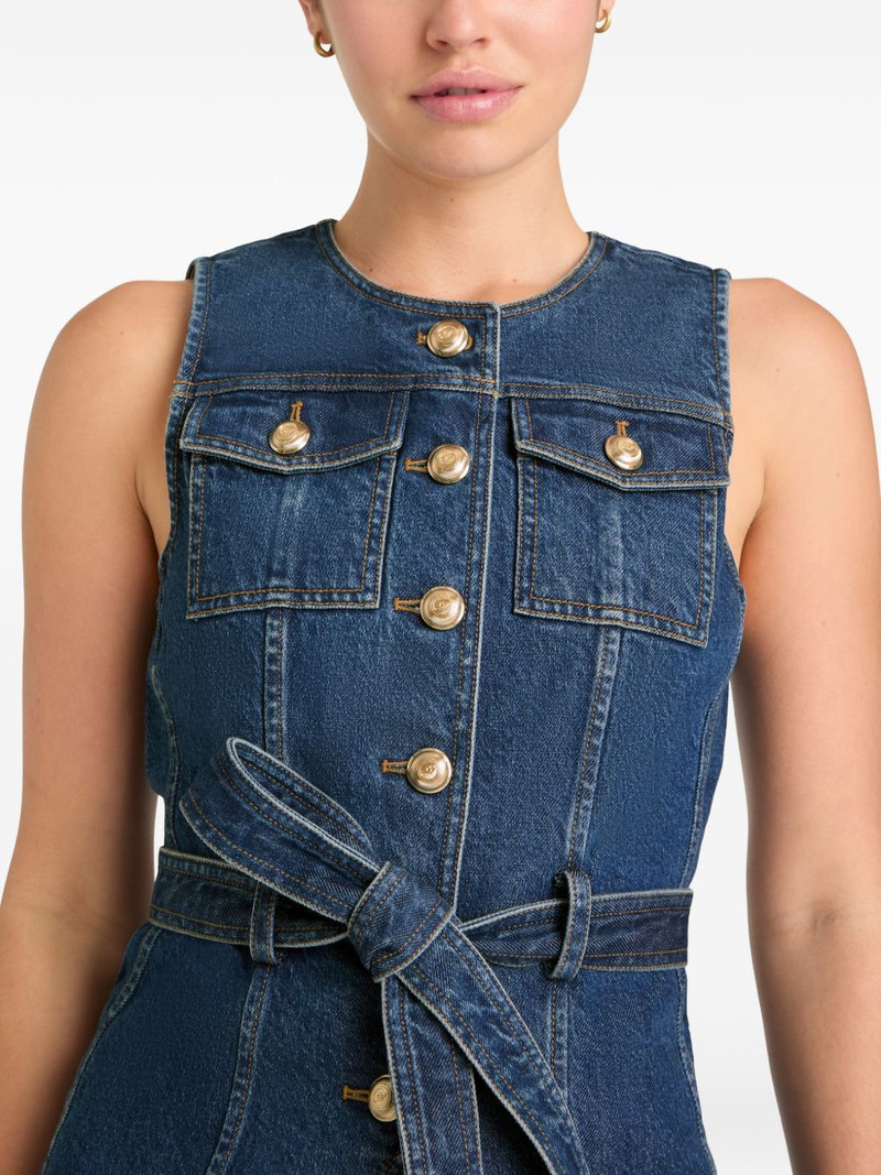Reenee button belted jean vest 5