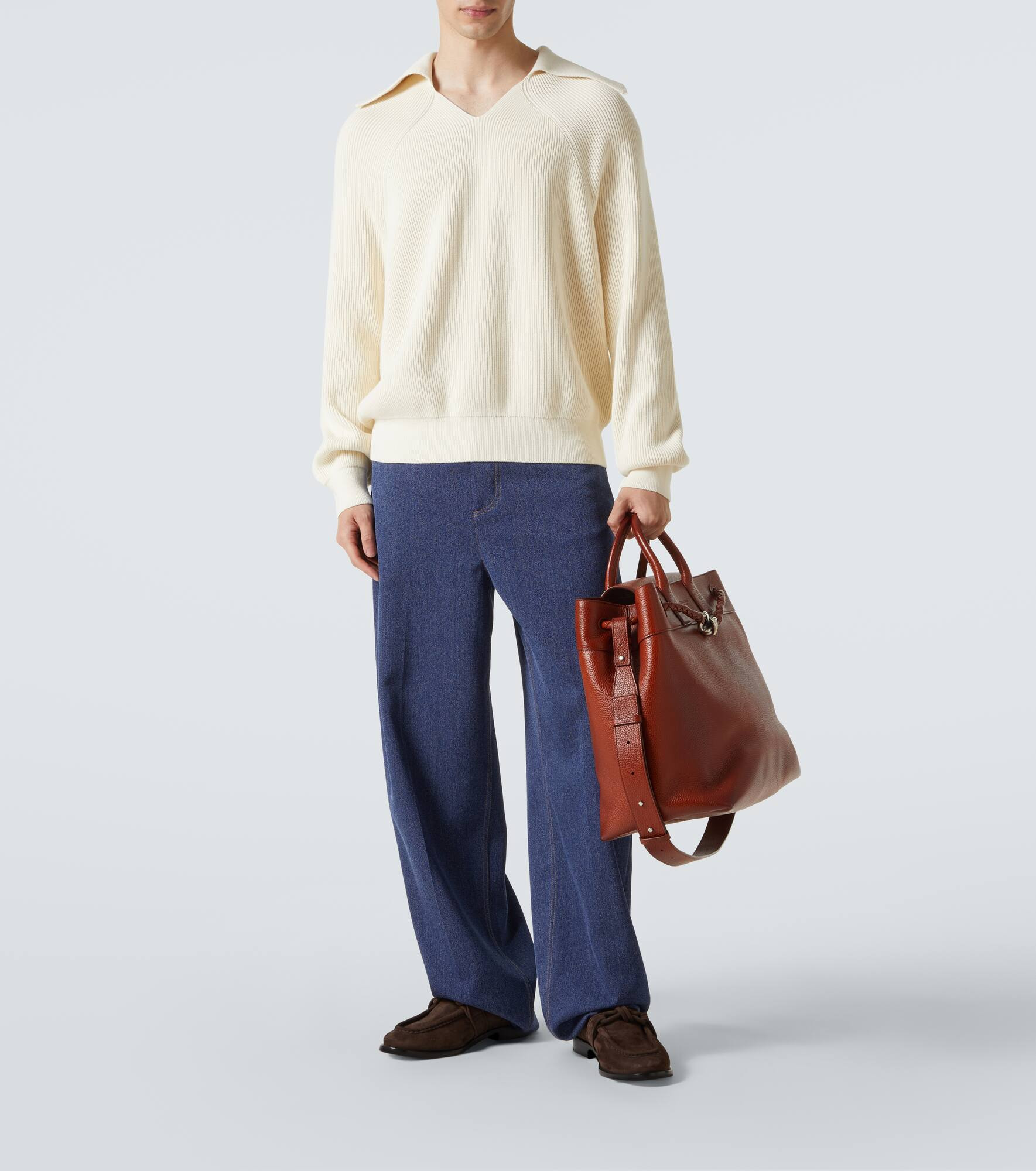 Ribbed-knit cotton polo sweater - 2