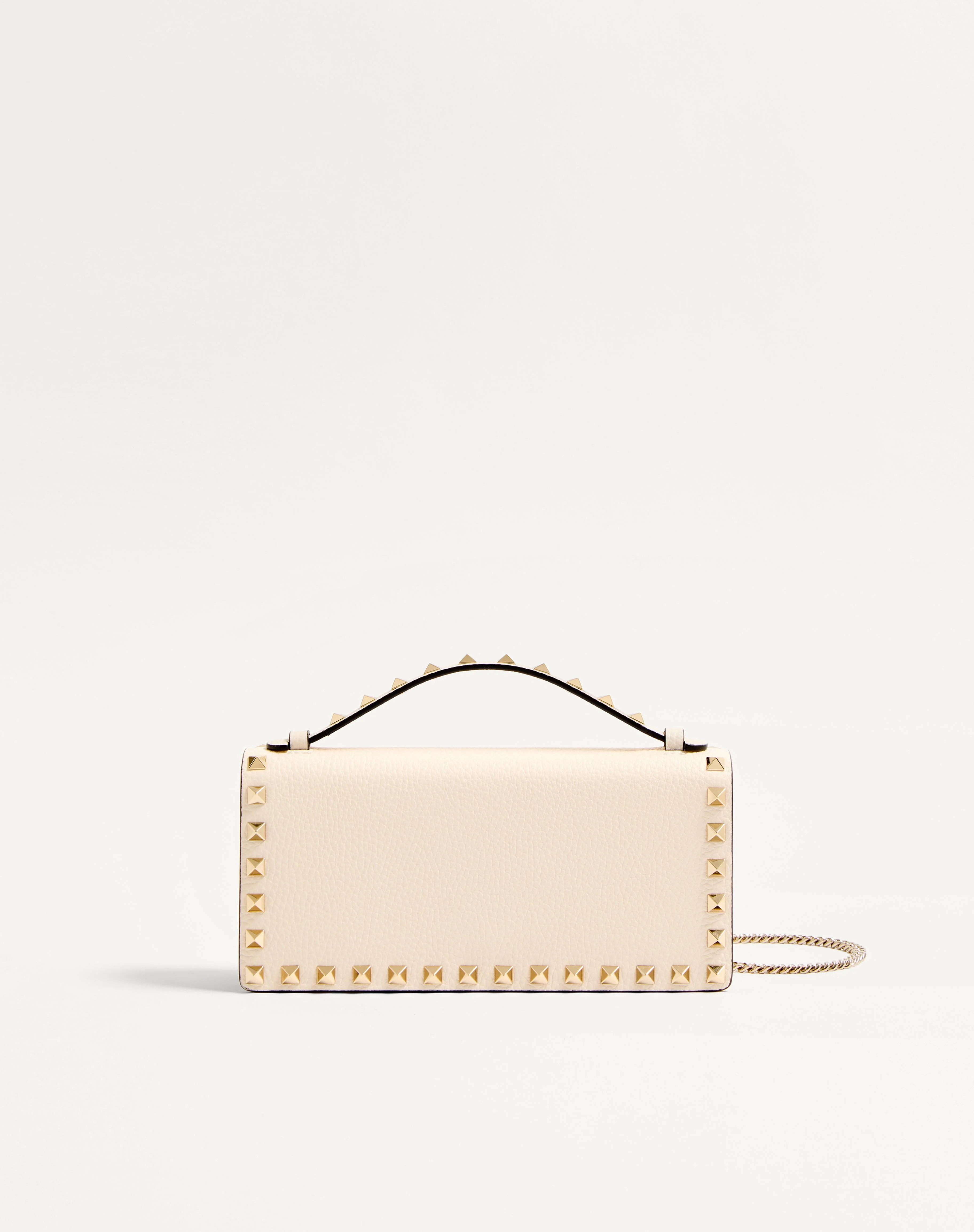 ROCKSTUD WALLET WITH CHAIN IN GRAINY CALFSKIN - 1