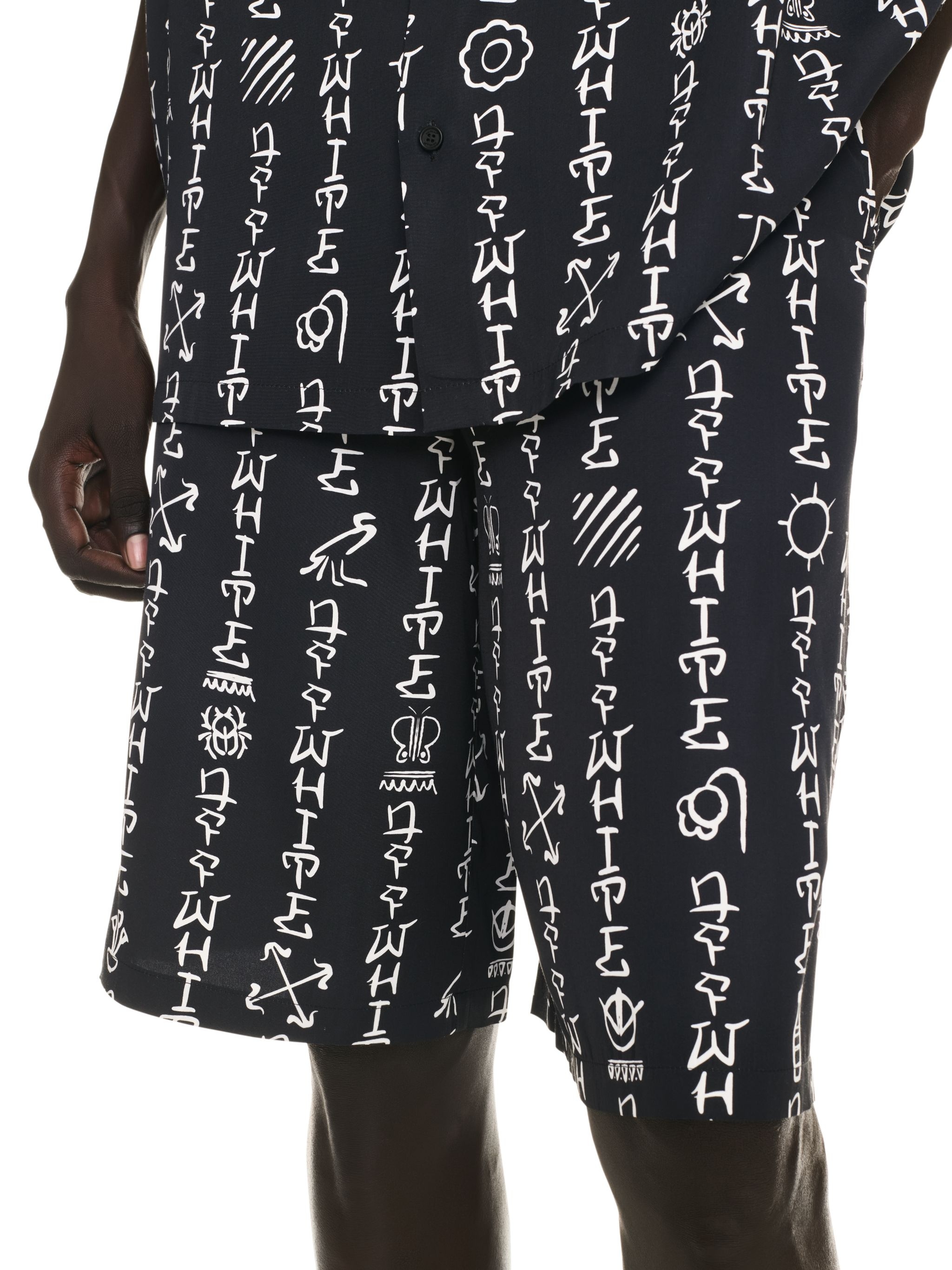 Black Type Allover Bowling Shorts - 5
