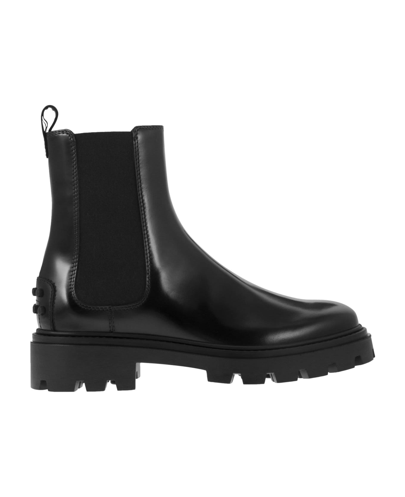 Black 'beatles' Bootie With Stretch Inserts And Rubber Detail In Leather Woman - 1