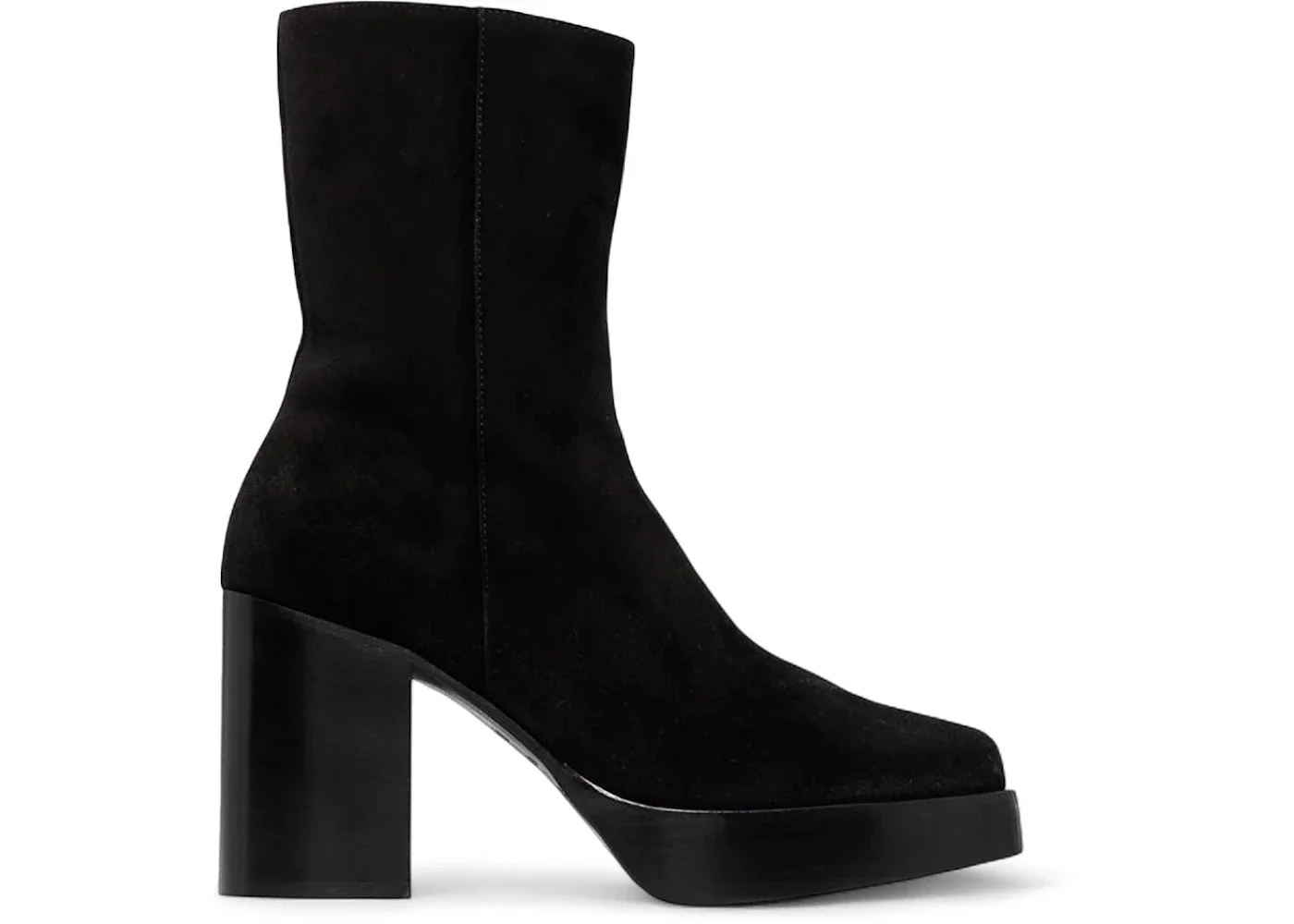 AMIRI Square Toe Suede Heel 10cm Booties Black (Women's) - 1