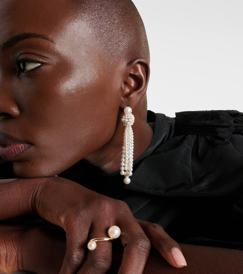 SOPHIE BILLE BRAHE Colonna Grande 14kt gold earrings with pearls outlook