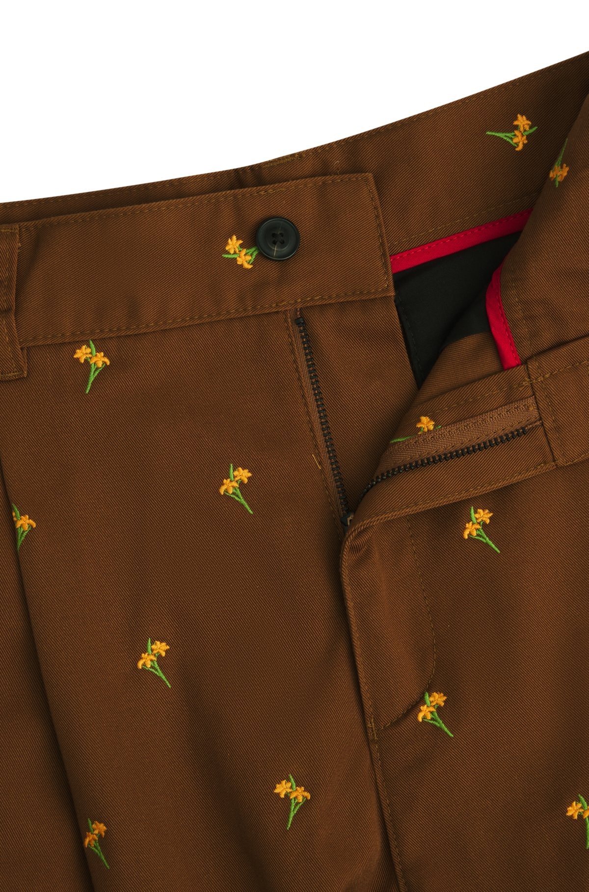 FLAT-FRONTED TROUSERS IN FLORAL-EMBROIDERED TWILL - 6