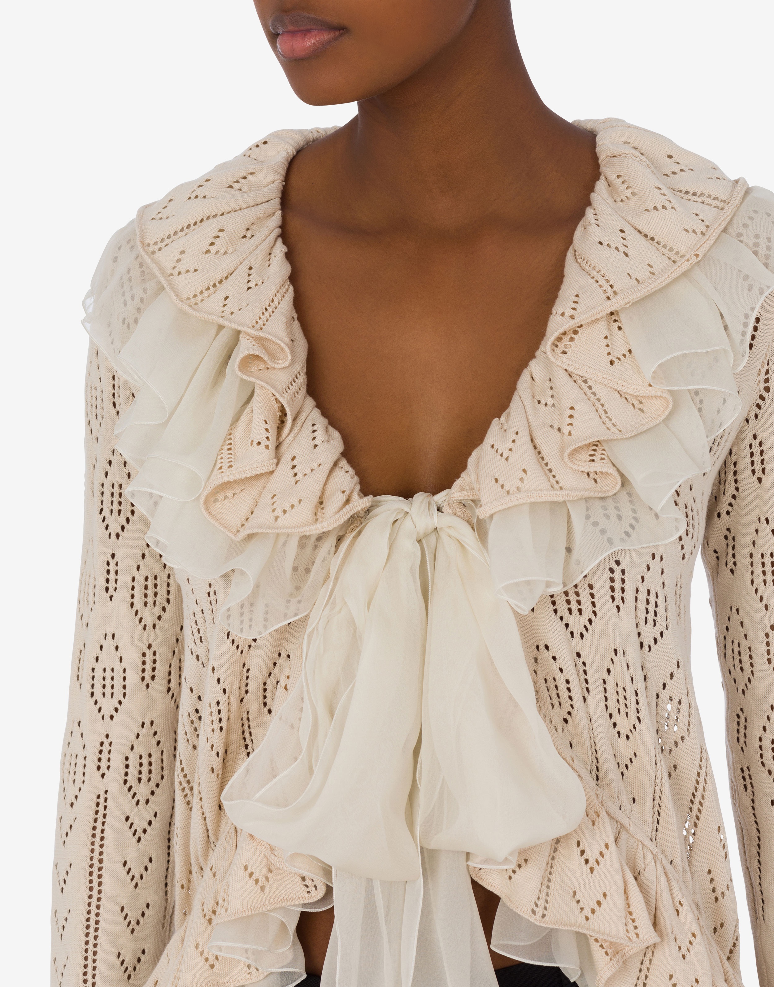 COTTON CARDIGAN WITH RUCHES - 4