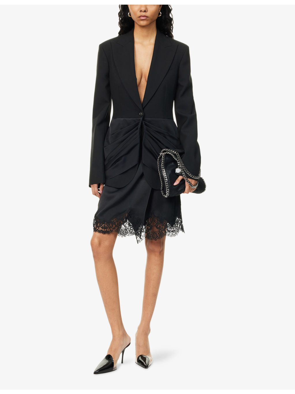 Draped Evening Peak-Lapels Wool Blazer - 2