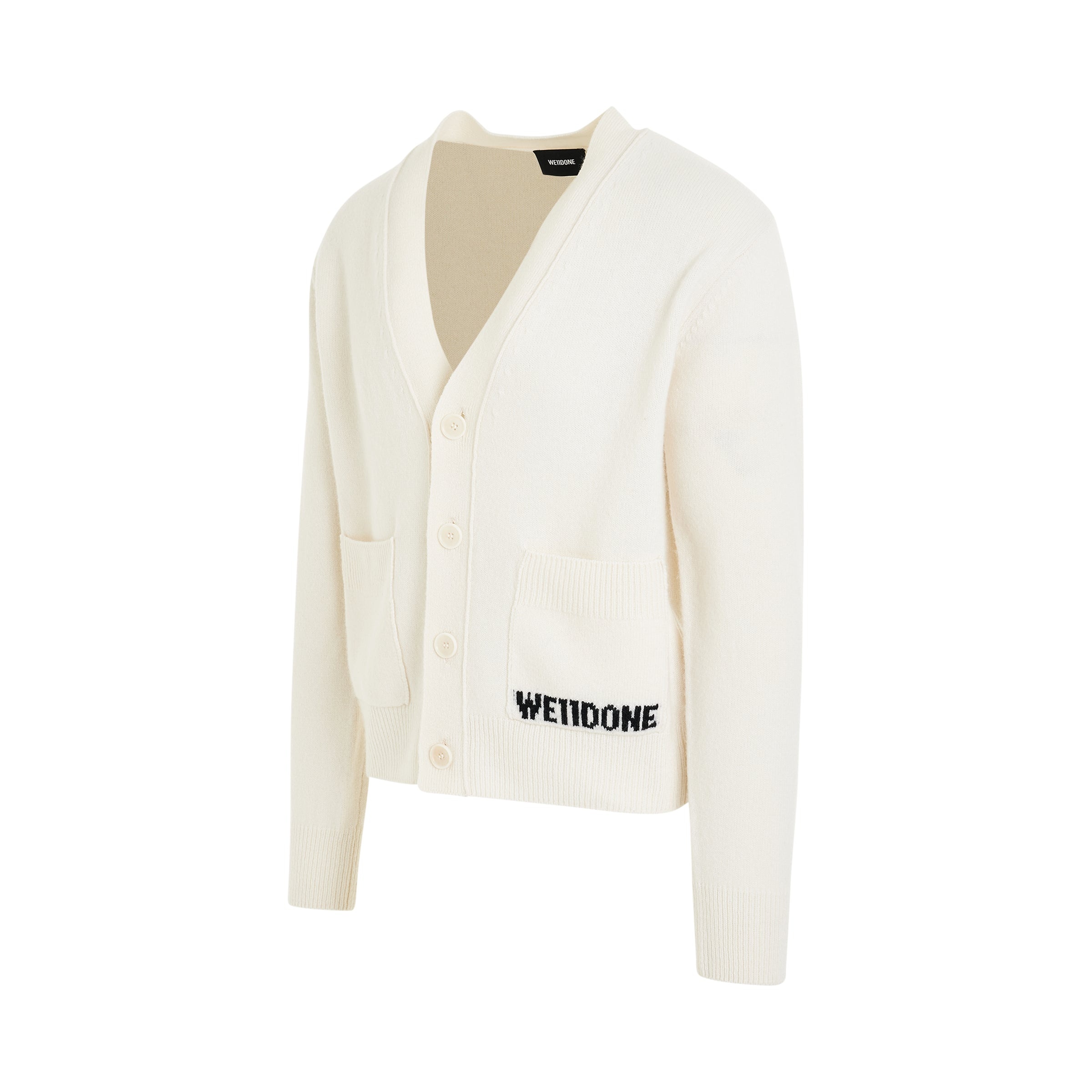 Pocket Logo Knit Cardigan Ivory - 2