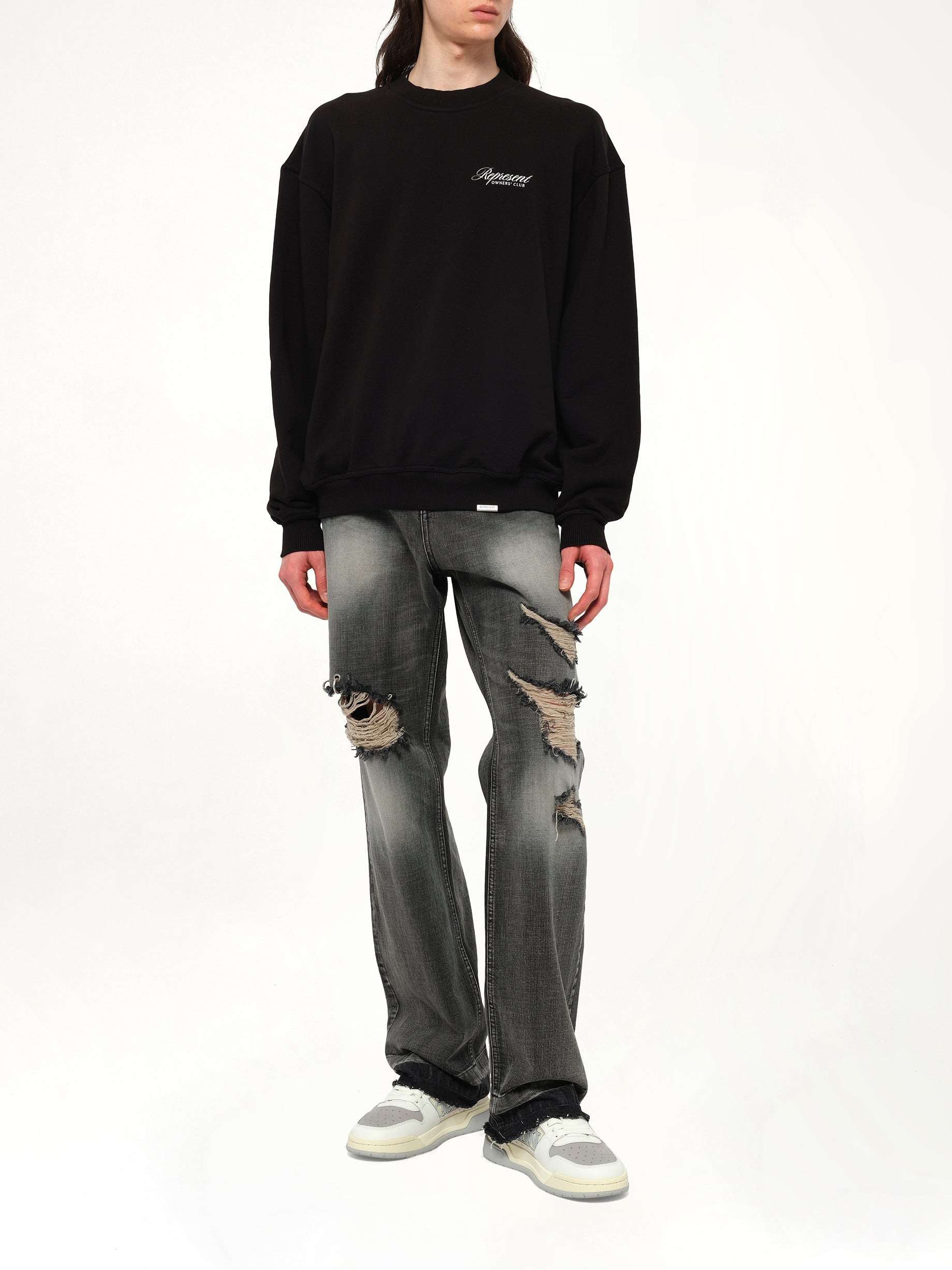 Represent Owners Club Script Sweater in Black - 4