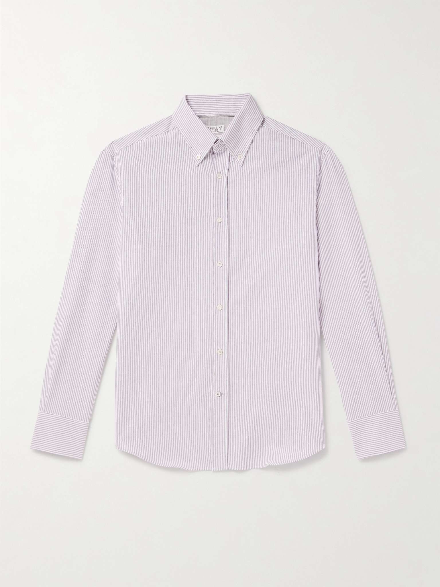 Button-Down Collar Striped Cotton Oxford Shirt - 1