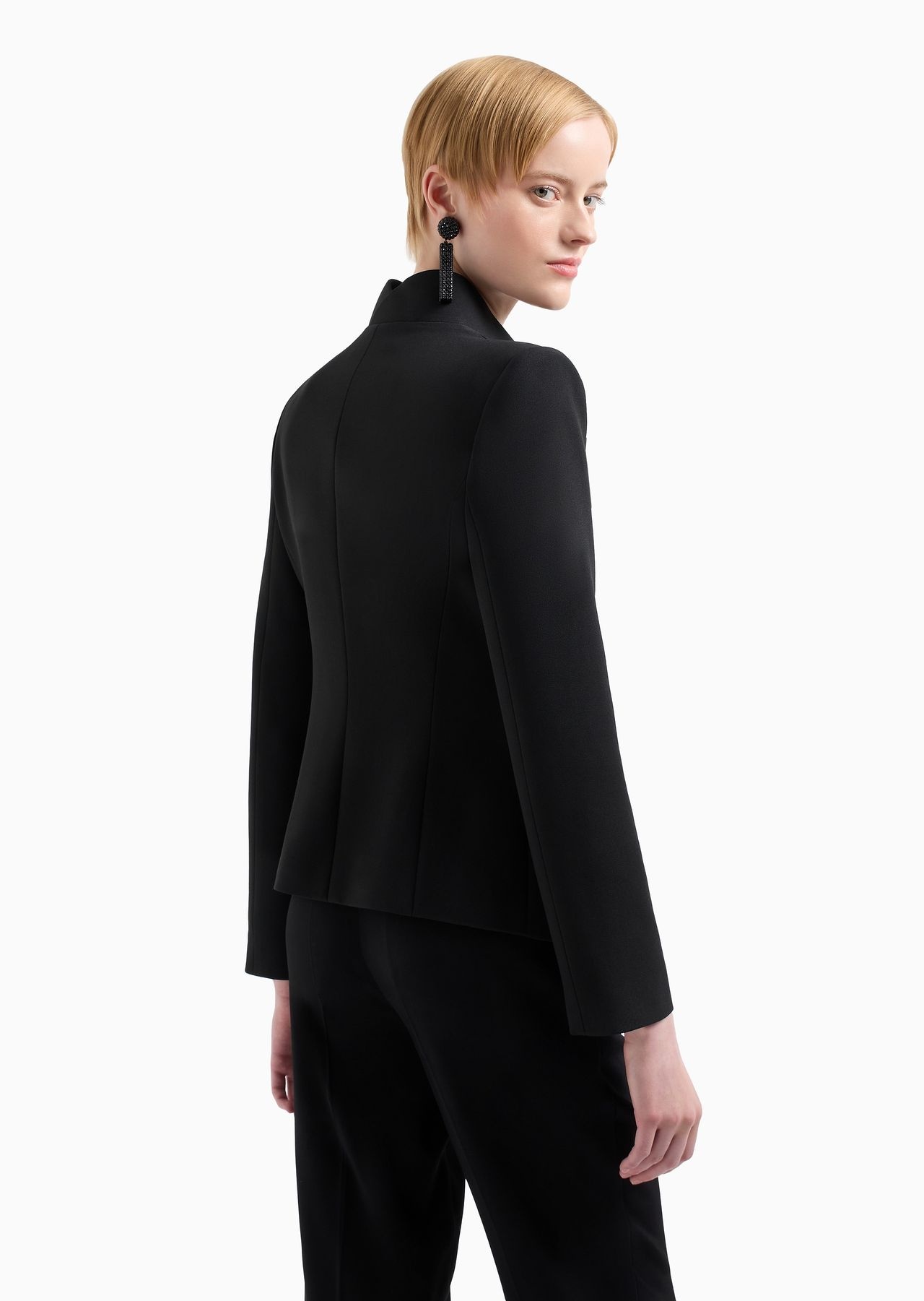 Crêpe cady jacket with ruffle-effect contoured edges - 3