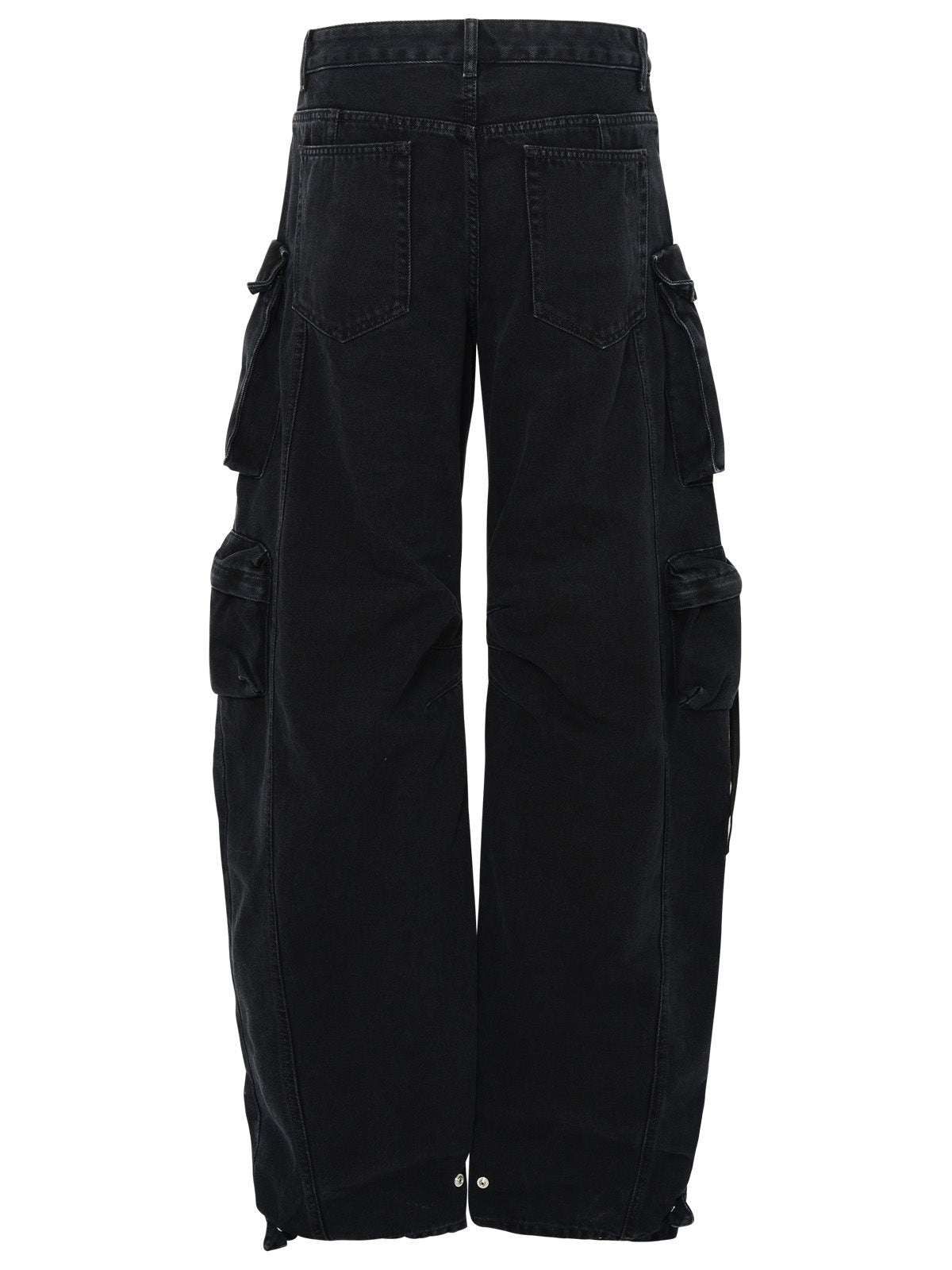 デニム・ジーパン THE ATTICO Woman Jeans Black 236WCP84D066 100 THE ATTICO Cutout high-rise wide-leg jeans | NET-A-PORTER