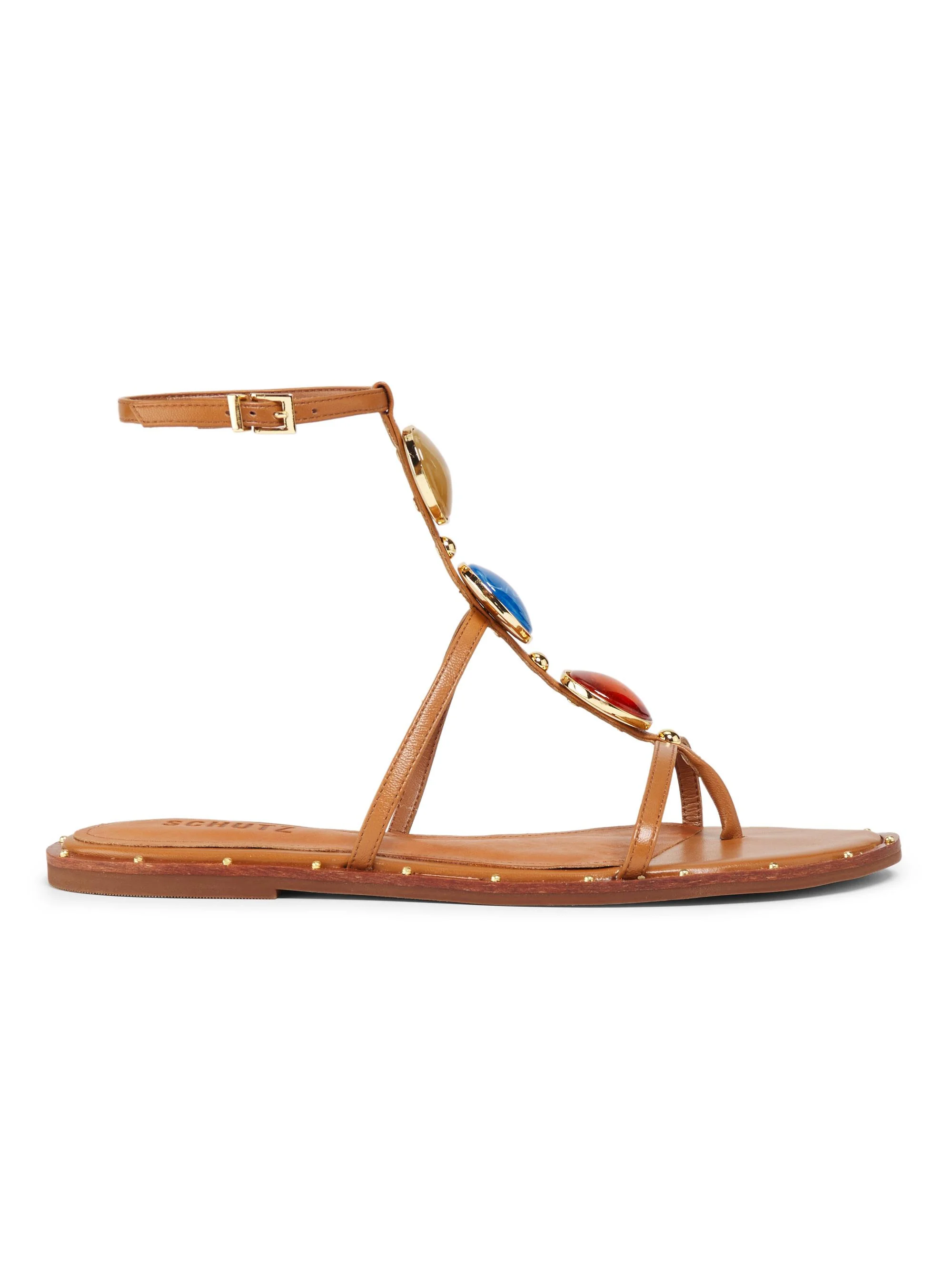Women's Milos 25MM Crystal-Embellished Leather Sandals - Miele - 1