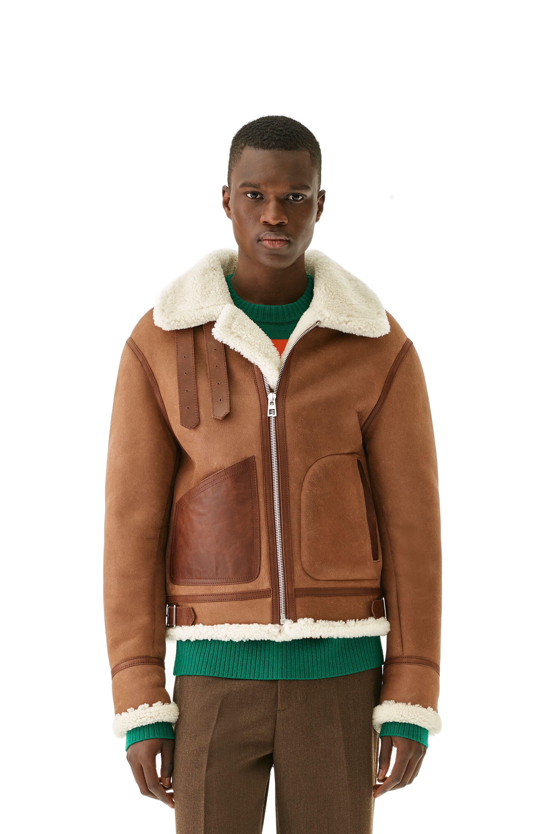 Shearling aviator jacket in novack and nappa - 3