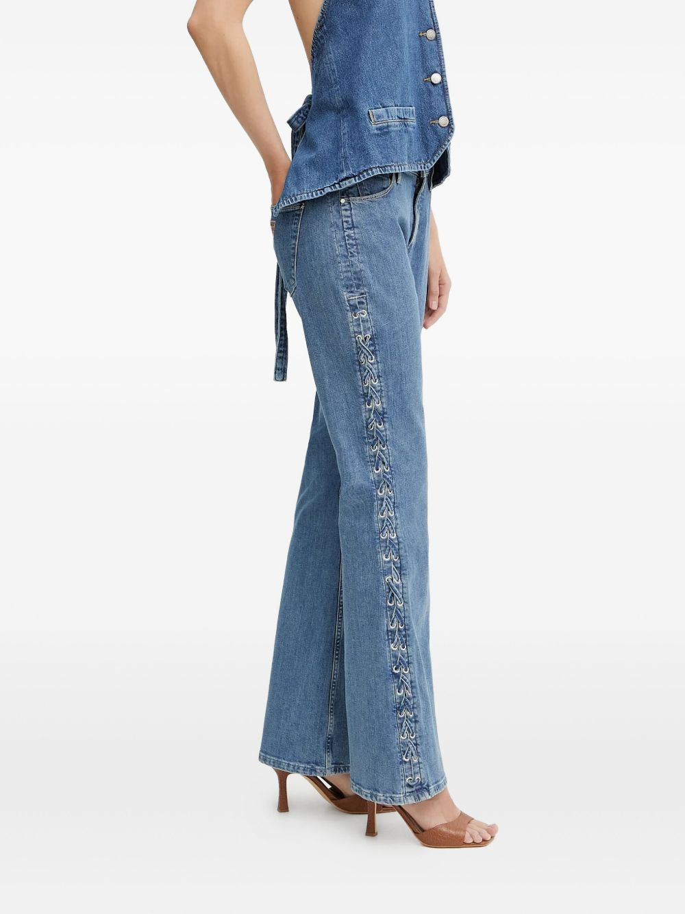 lace-up jeans - 3