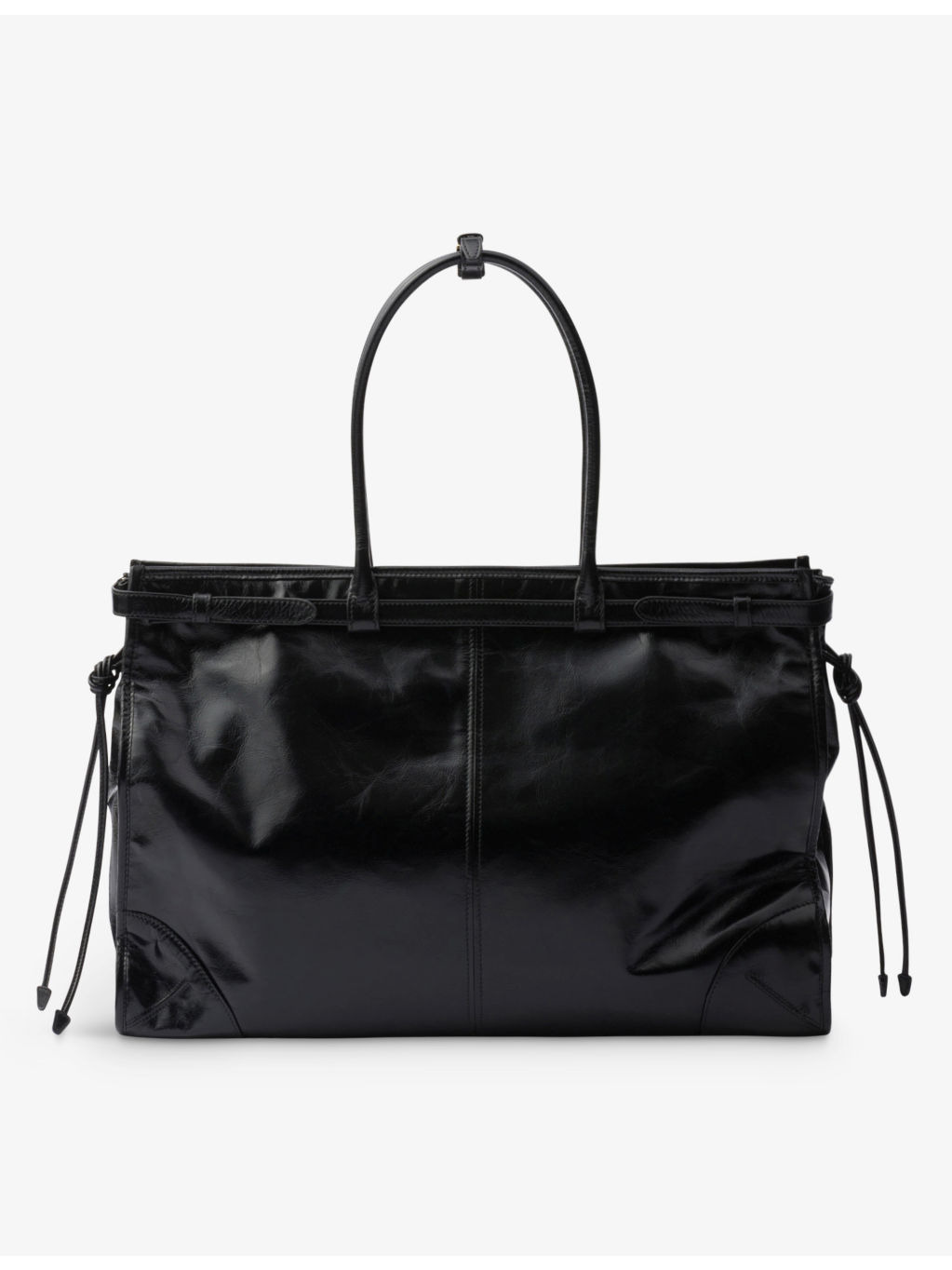 Brand-plaque large leather shoulder bag - 4