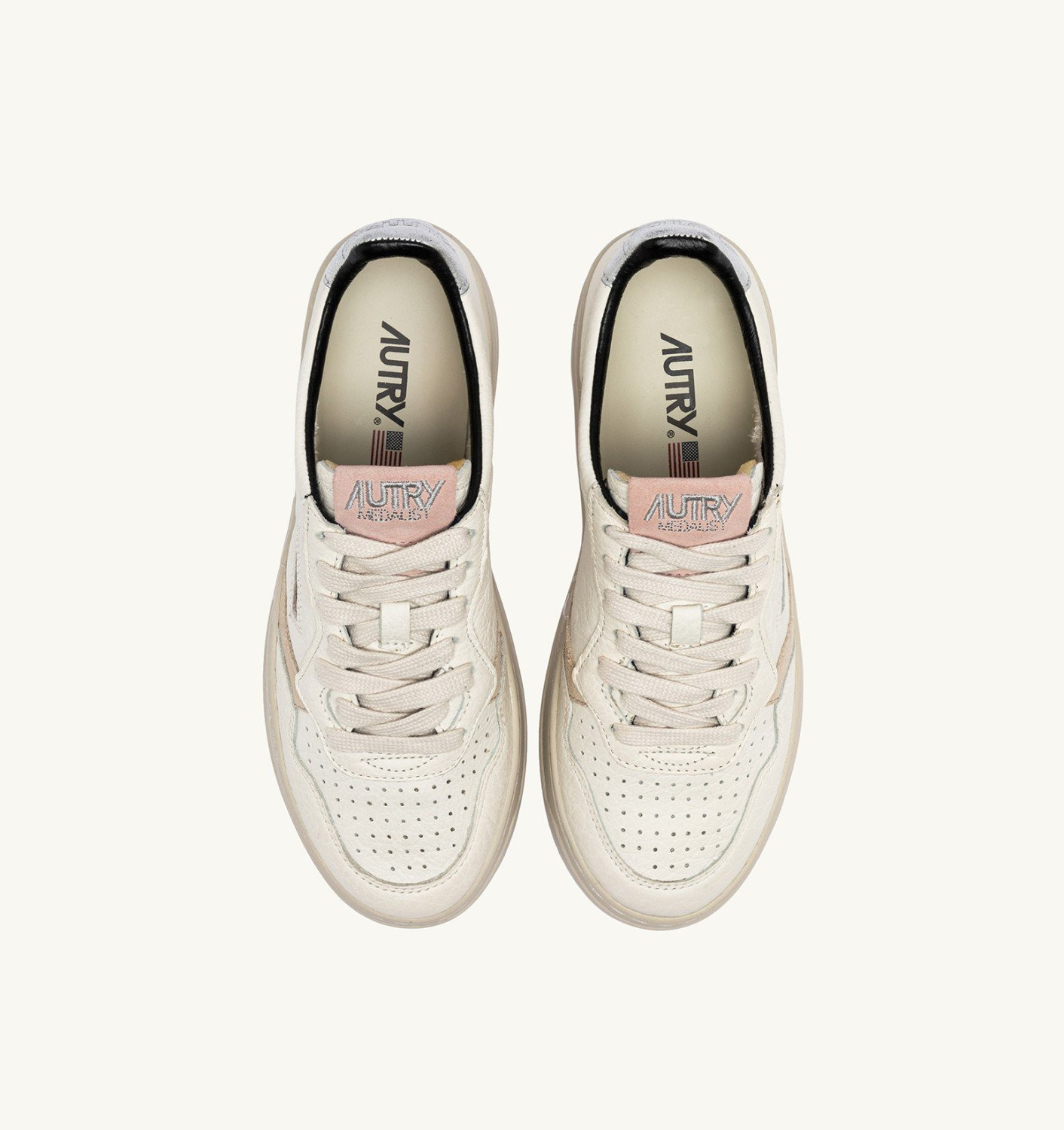 MEDALIST LOW SNEAKERS IN WHITE TEXTURED LEATHER WITH SILVER AND PINK DETAILS - 5