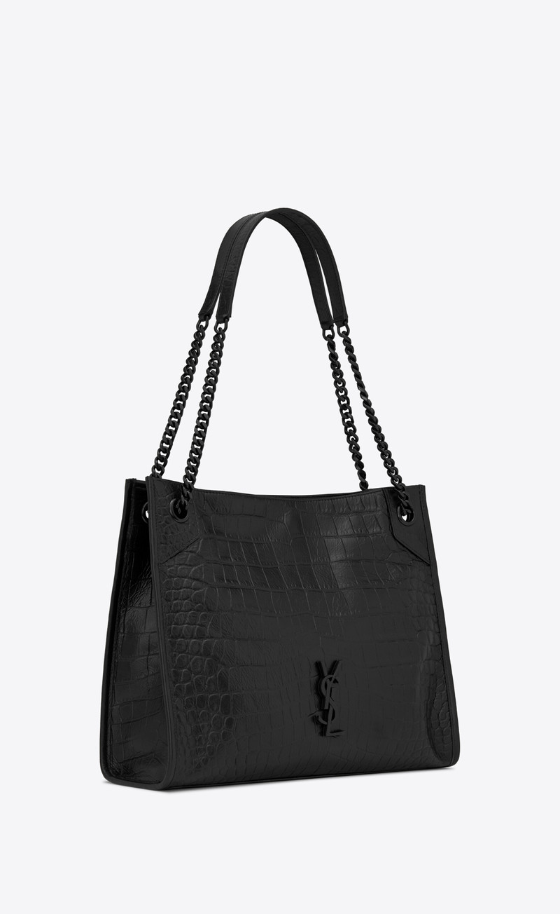 niki medium shopping bag in crocodile-embossed leather 5