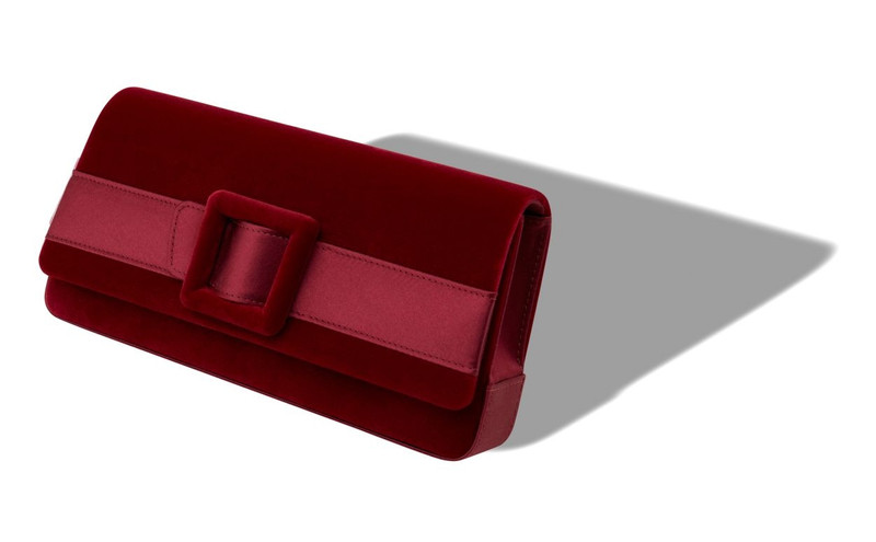 Manolo Blahnik Red Velvet Buckle Clutch outlook