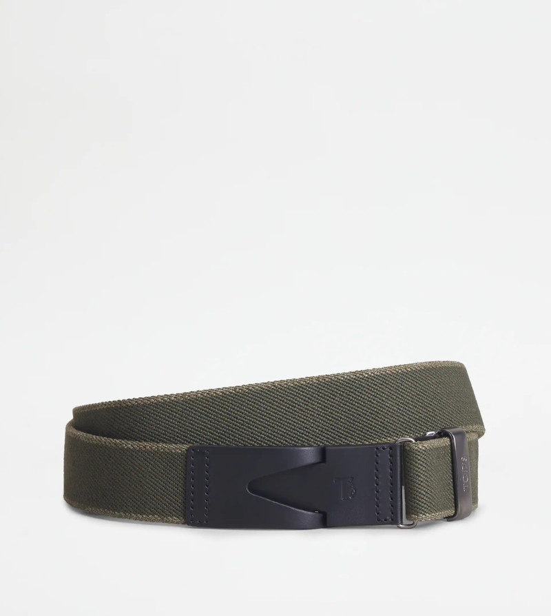 CANVAS AND LEATHER BELT - GREEN, BLACK 1